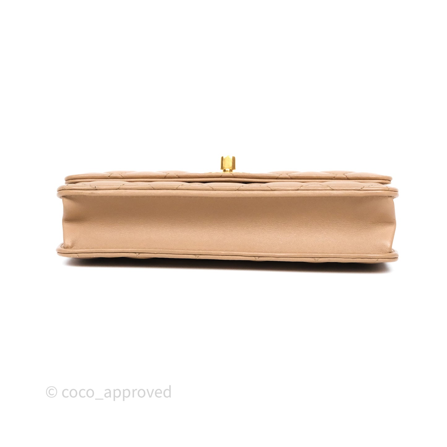 Chanel All Slide Wallet on Chain WOC Adjustable Chain Quilted Beige Lambskin