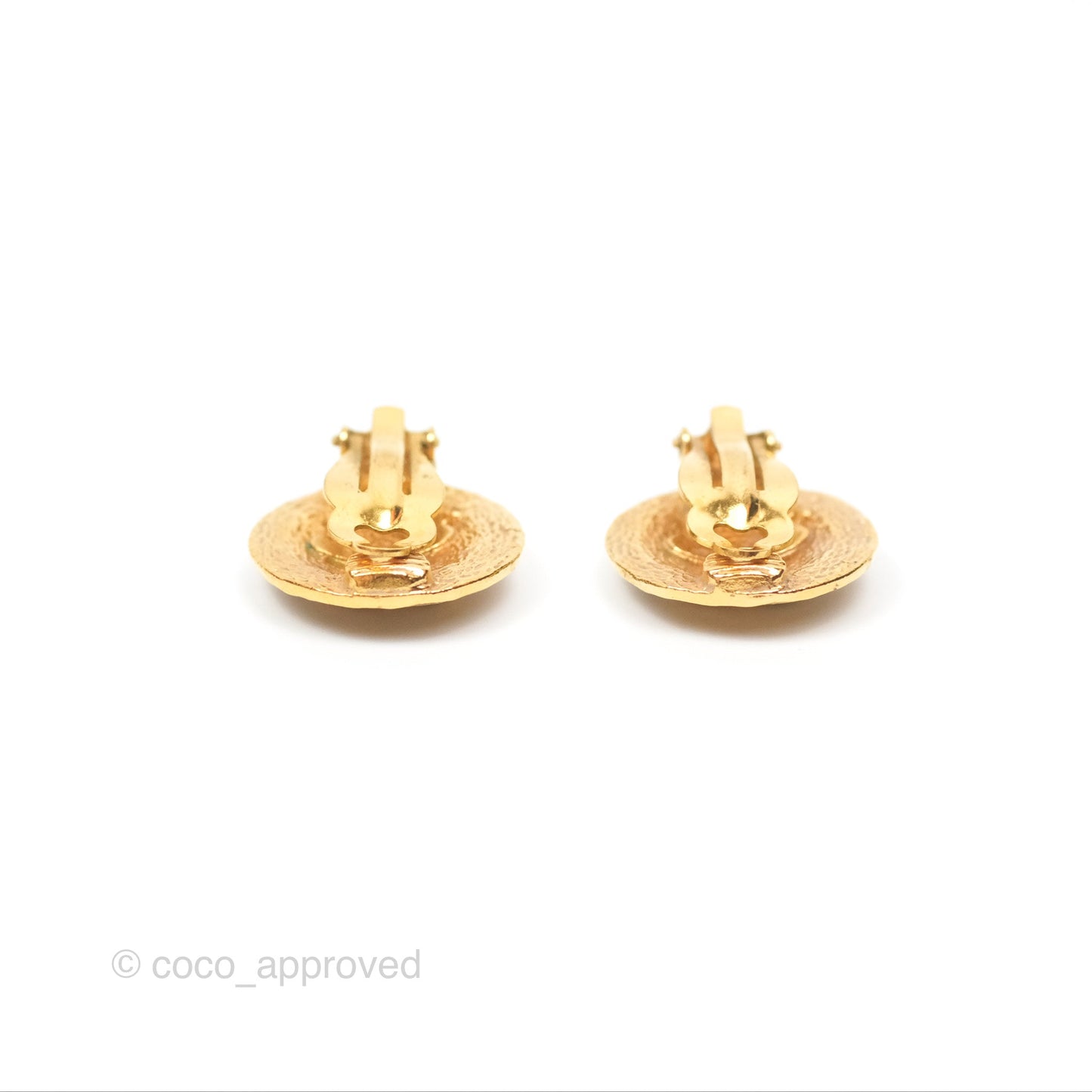 Chanel Vintage CC Round Earrings Gold Clip On