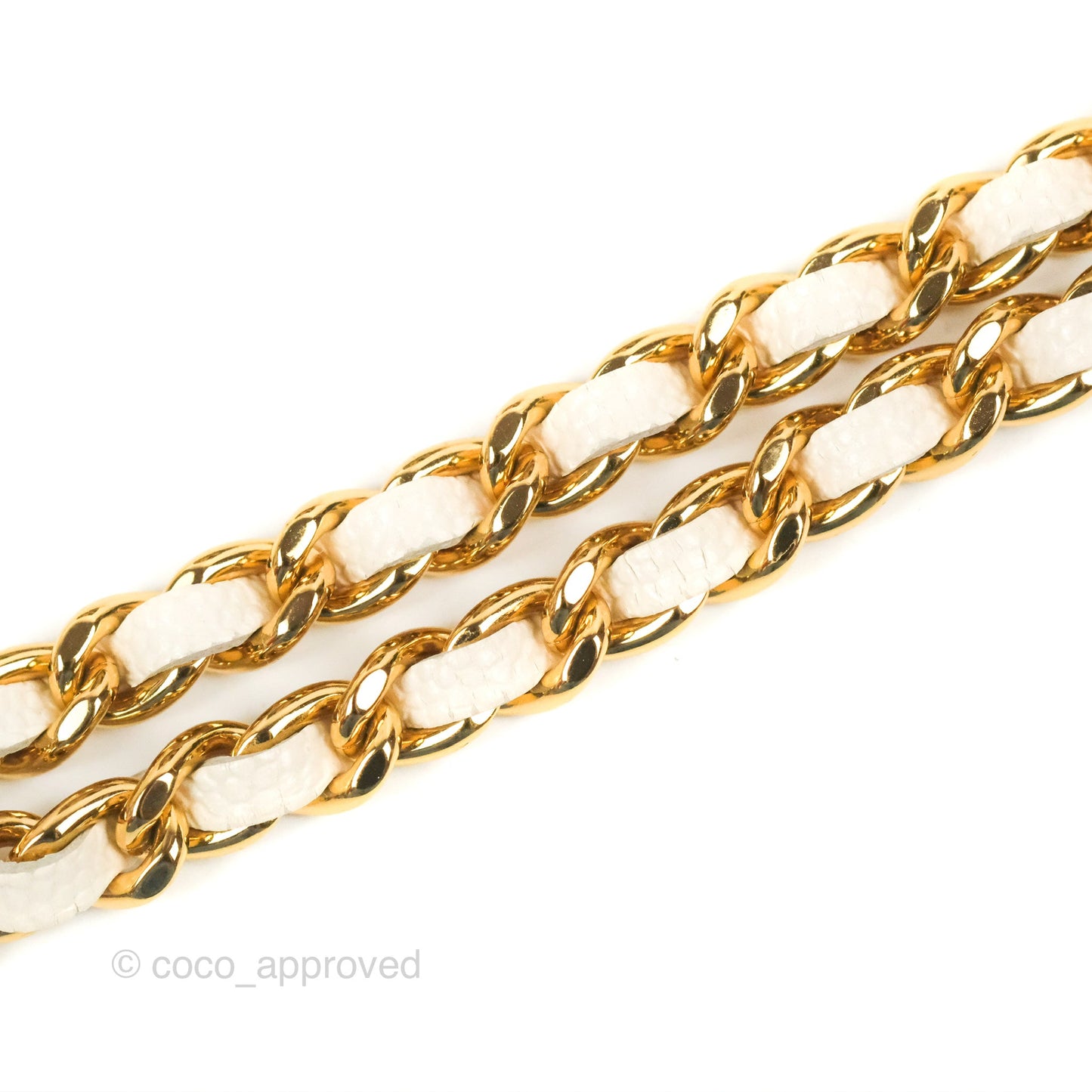 Chanel Clutch with Chain Ivory White Caviar Gold Hardware 22K