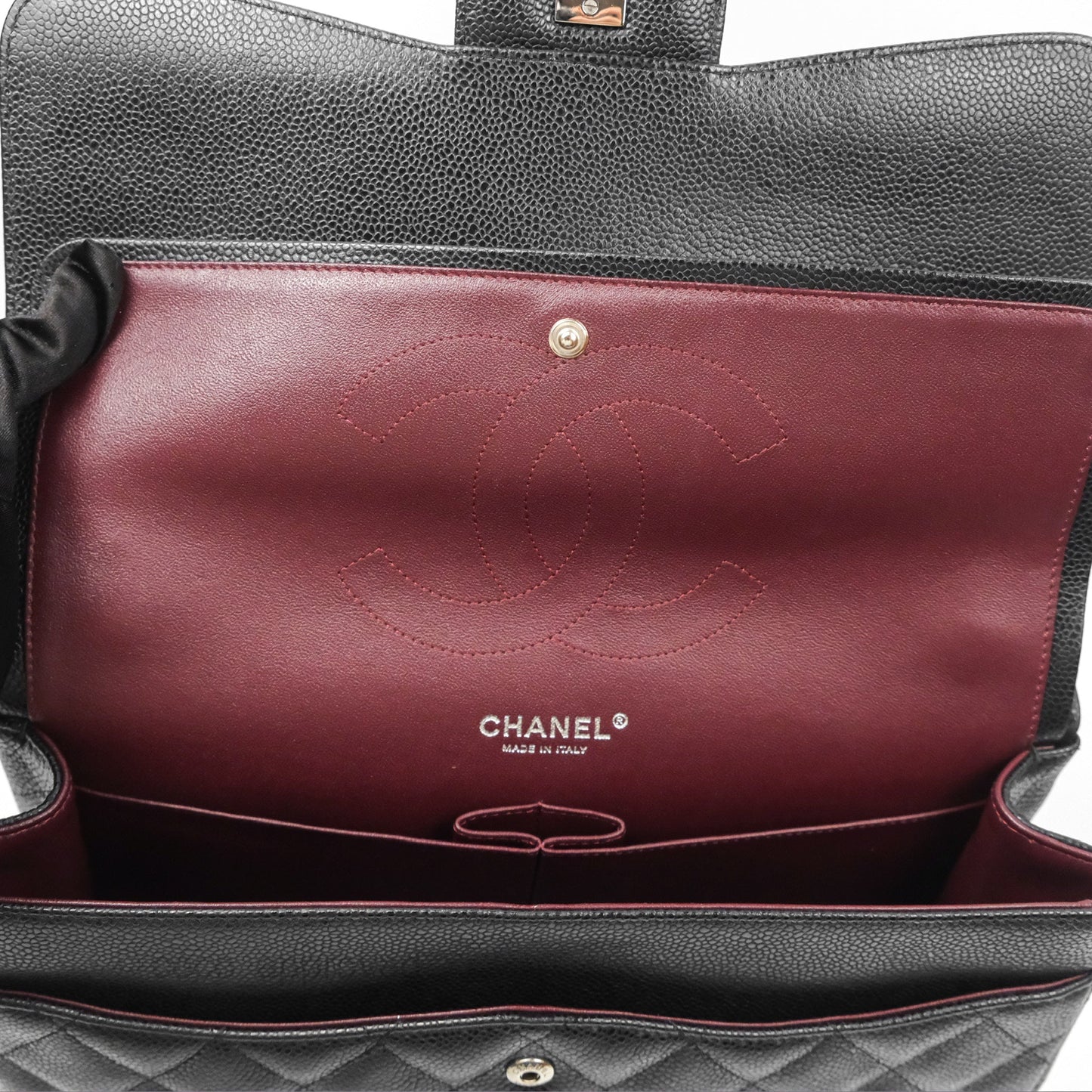 Chanel Jumbo Double Flap Black Caviar Silver Hardware⁣⁣