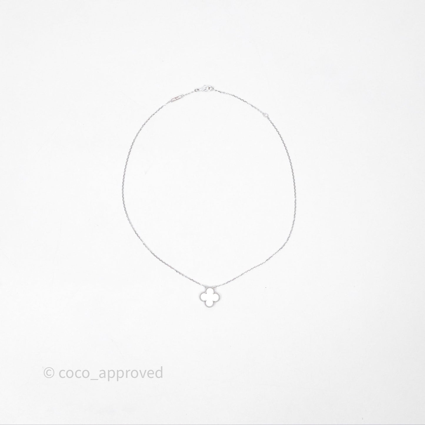 Van Cleef & Arpels Vintage Alhambra Pendant Necklace White Mother-of-pearl White Gold