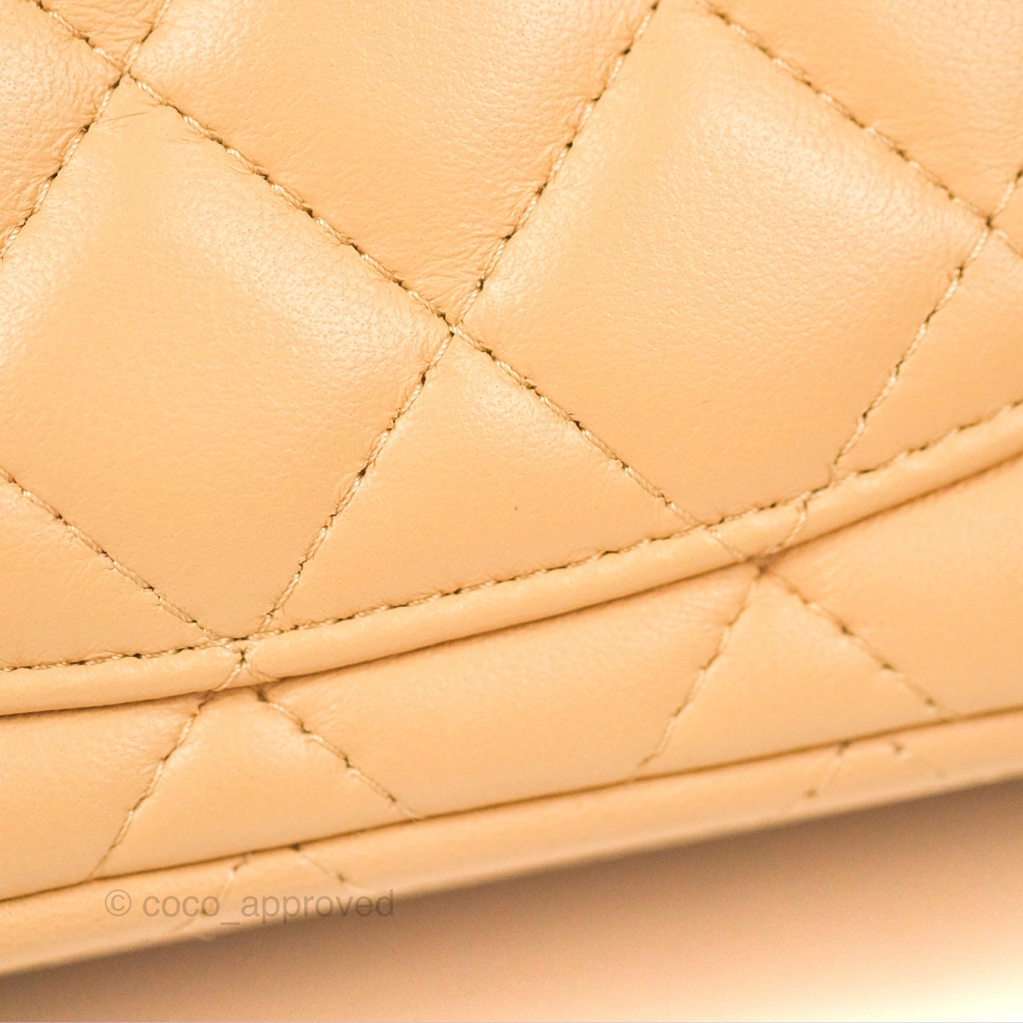 Chanel Quilted Mini Rectangular Flap Beige Lambskin Gold Hardware