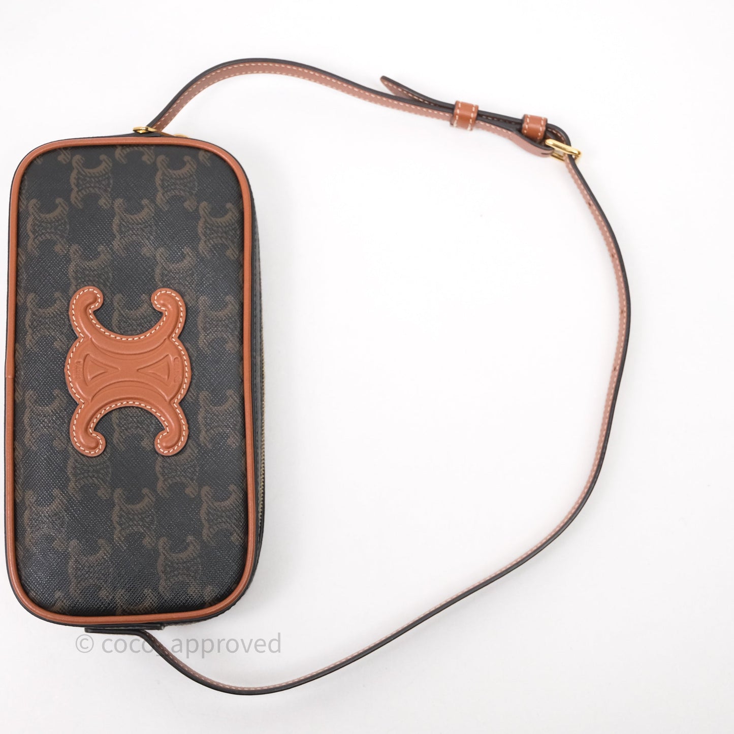 Celine Mini Camera Shoulder Bag Triomphe Canvas Tan
