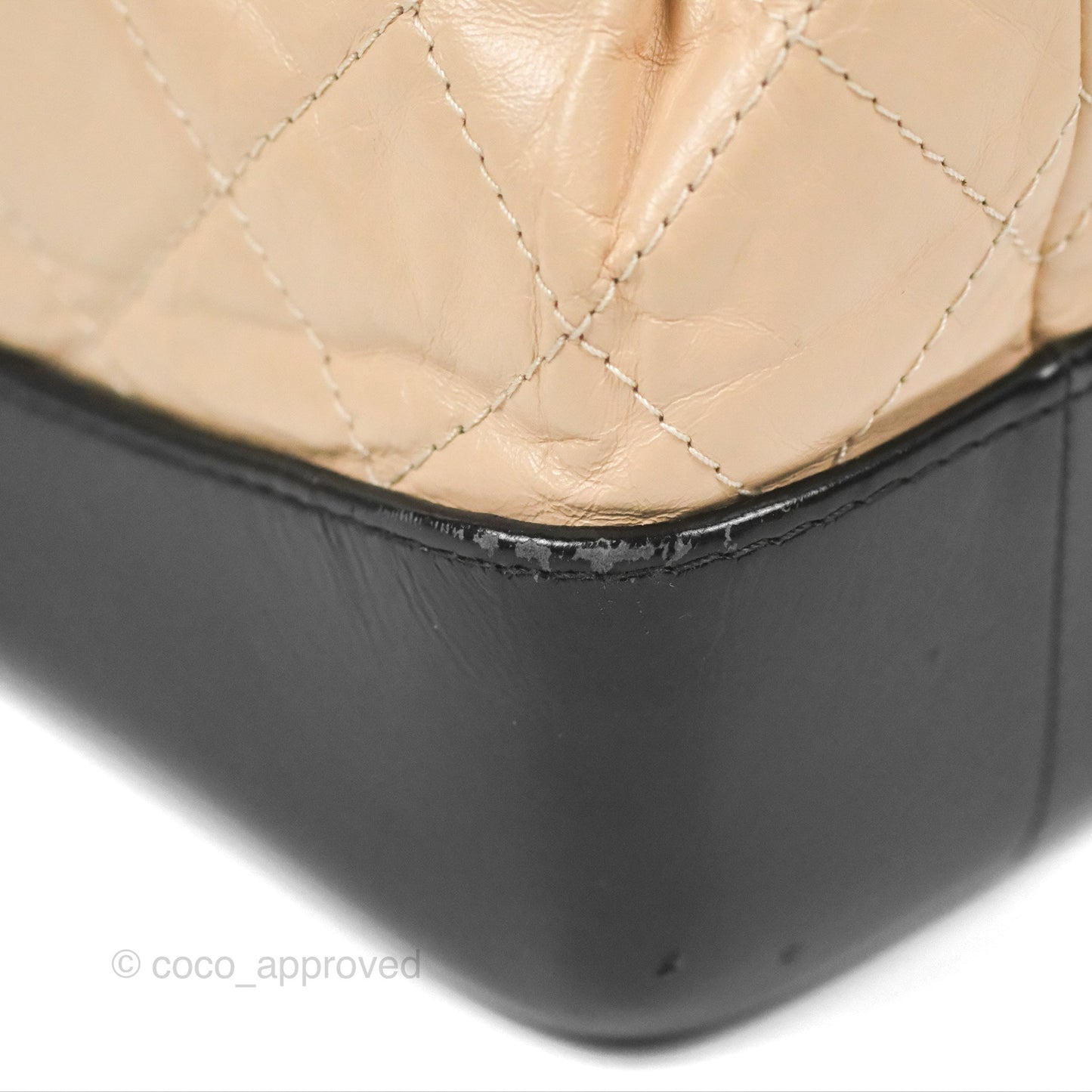 Chanel Small Gabrielle Backpack Beige Black Aged Calfskin