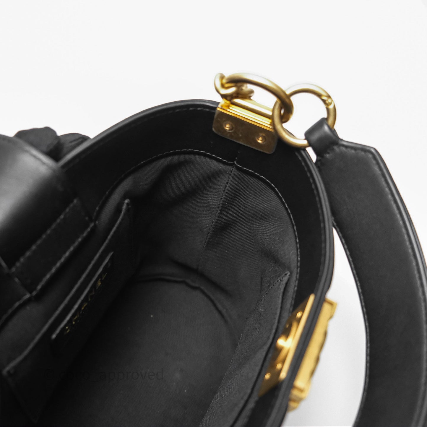 Chanel Quilted Boy Bucket Bag Black Lambskin Aged Gold Hardware