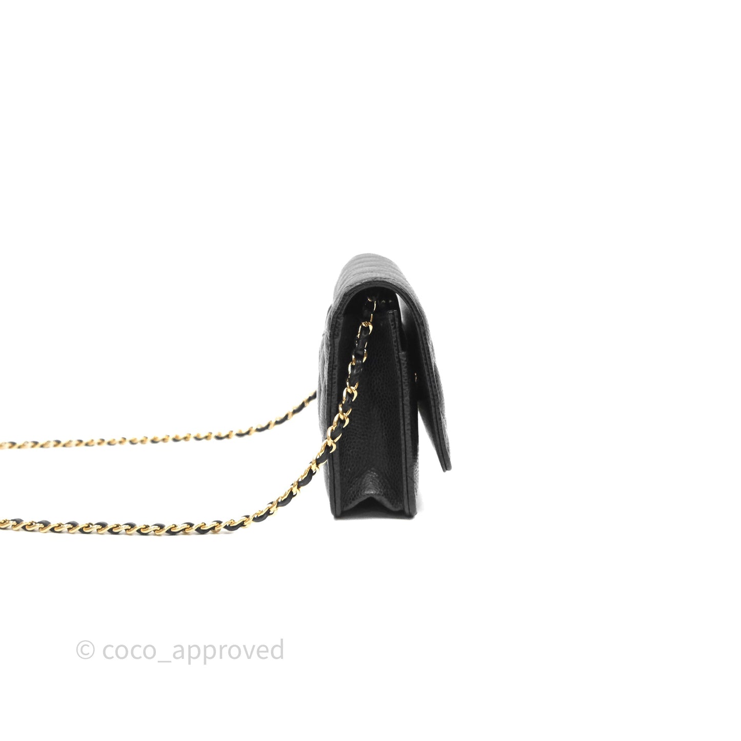 Chanel Classic Wallet On Chain WOC Quilted Black Caviar Gold Hardware
