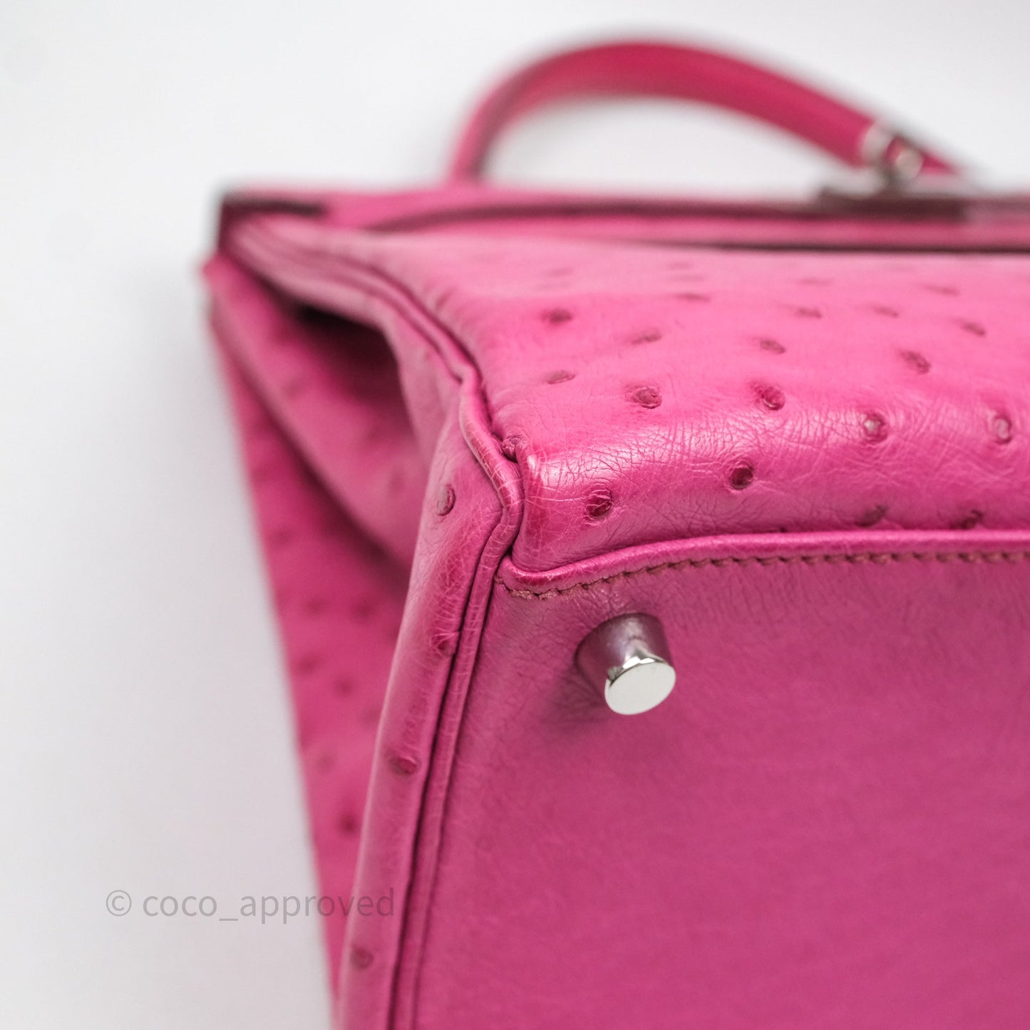 Hermes Kelly 32 Fuchsia Ostrich Palladium Hardware