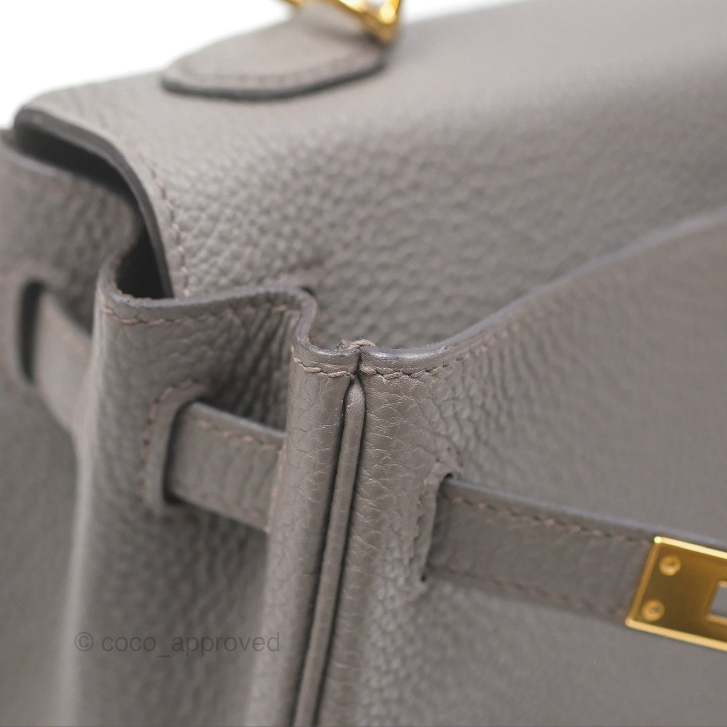Hermès Retourne Kelly 25 Gris Etain 8F Togo Gold Hardware
