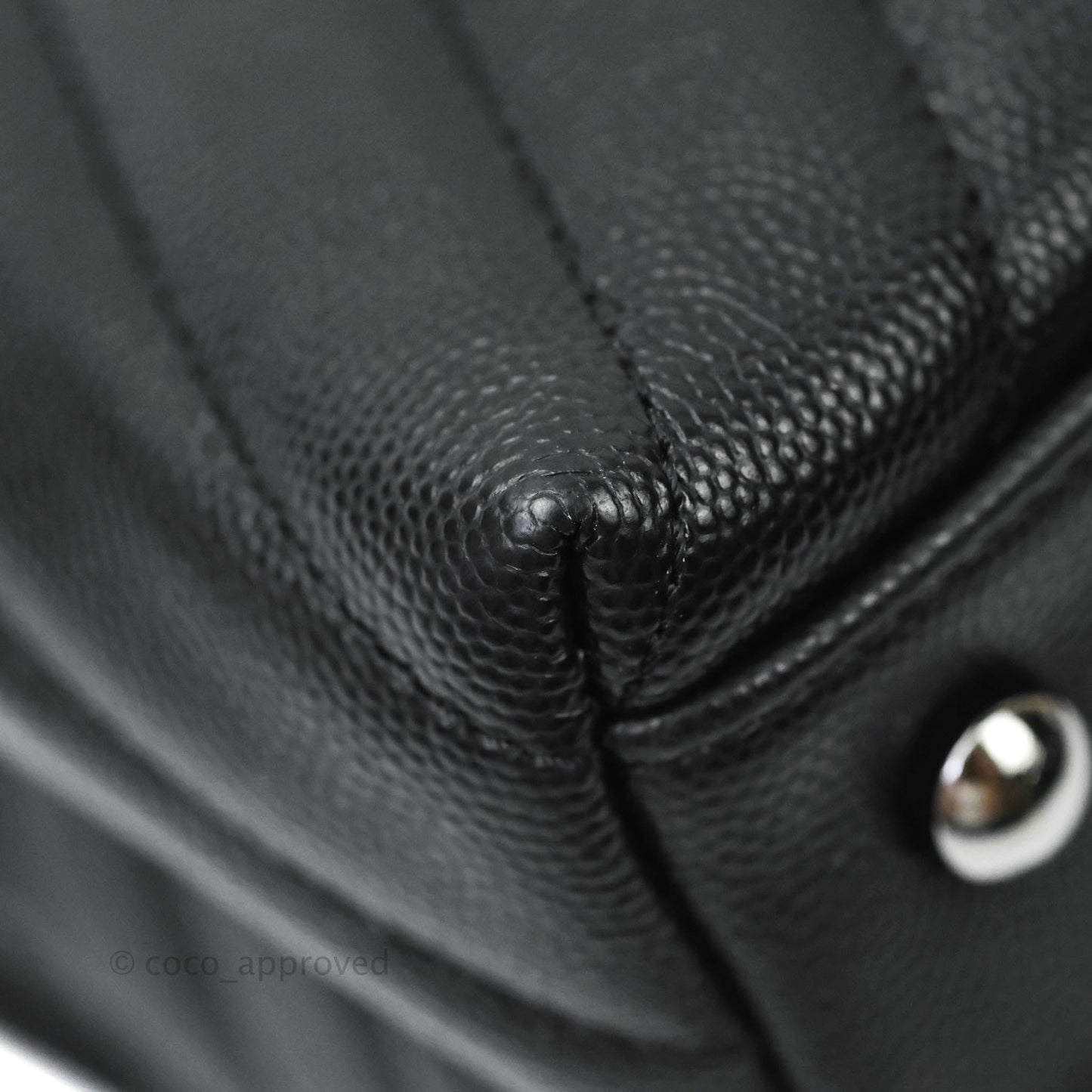 Chanel Mini (Small) Coco Handle Chevron Black Caviar Gun Metal Hardware