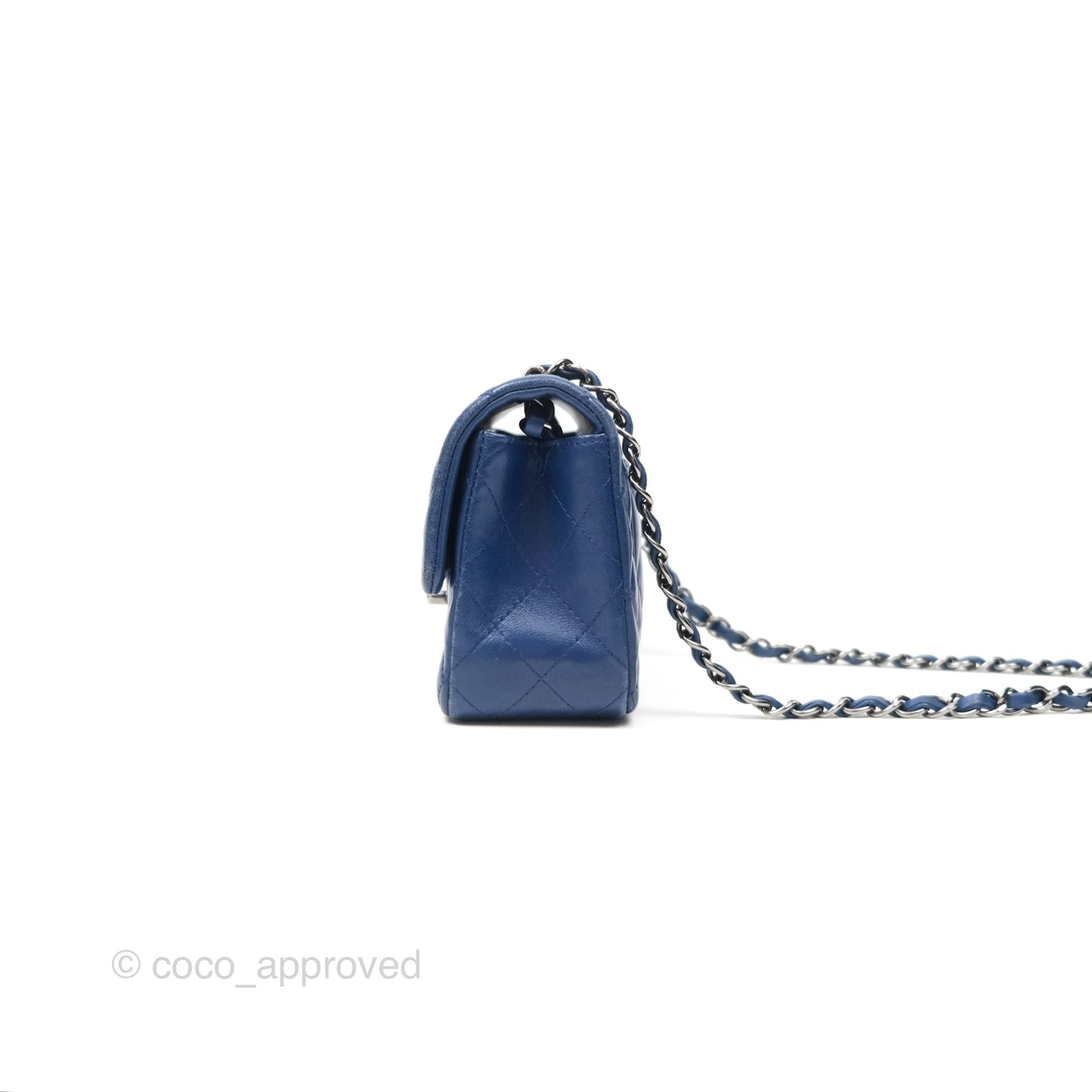 Chanel Mini Rectangular Flap Quilted Navy Lambskin Silver Hardware