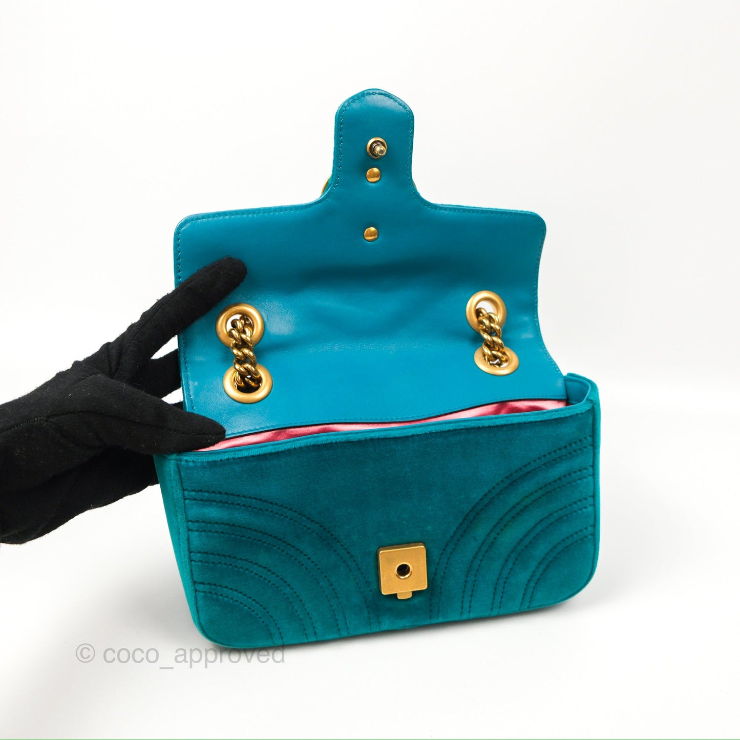 Gucci Mini Marmont Velvet Green Gold Hardware