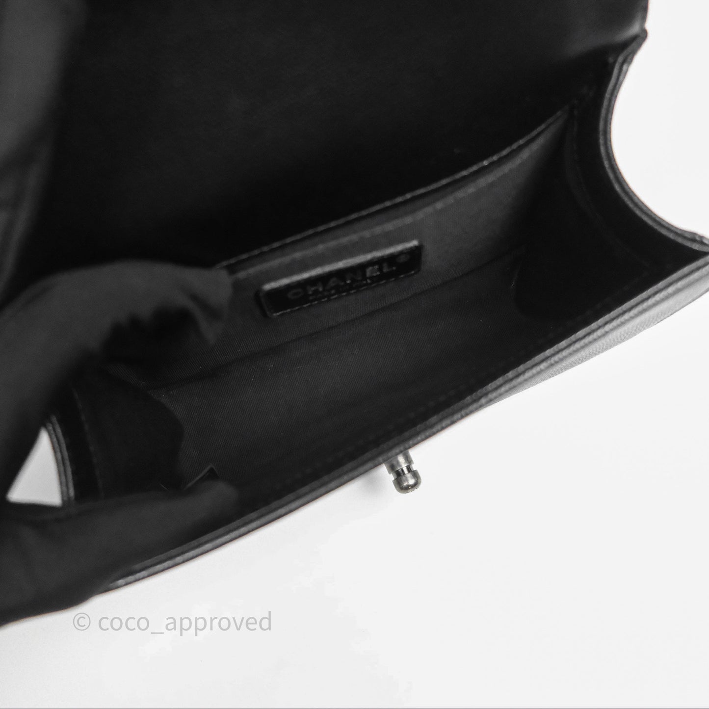 Chanel Small Boy Black Caviar Ruthenium Hardware