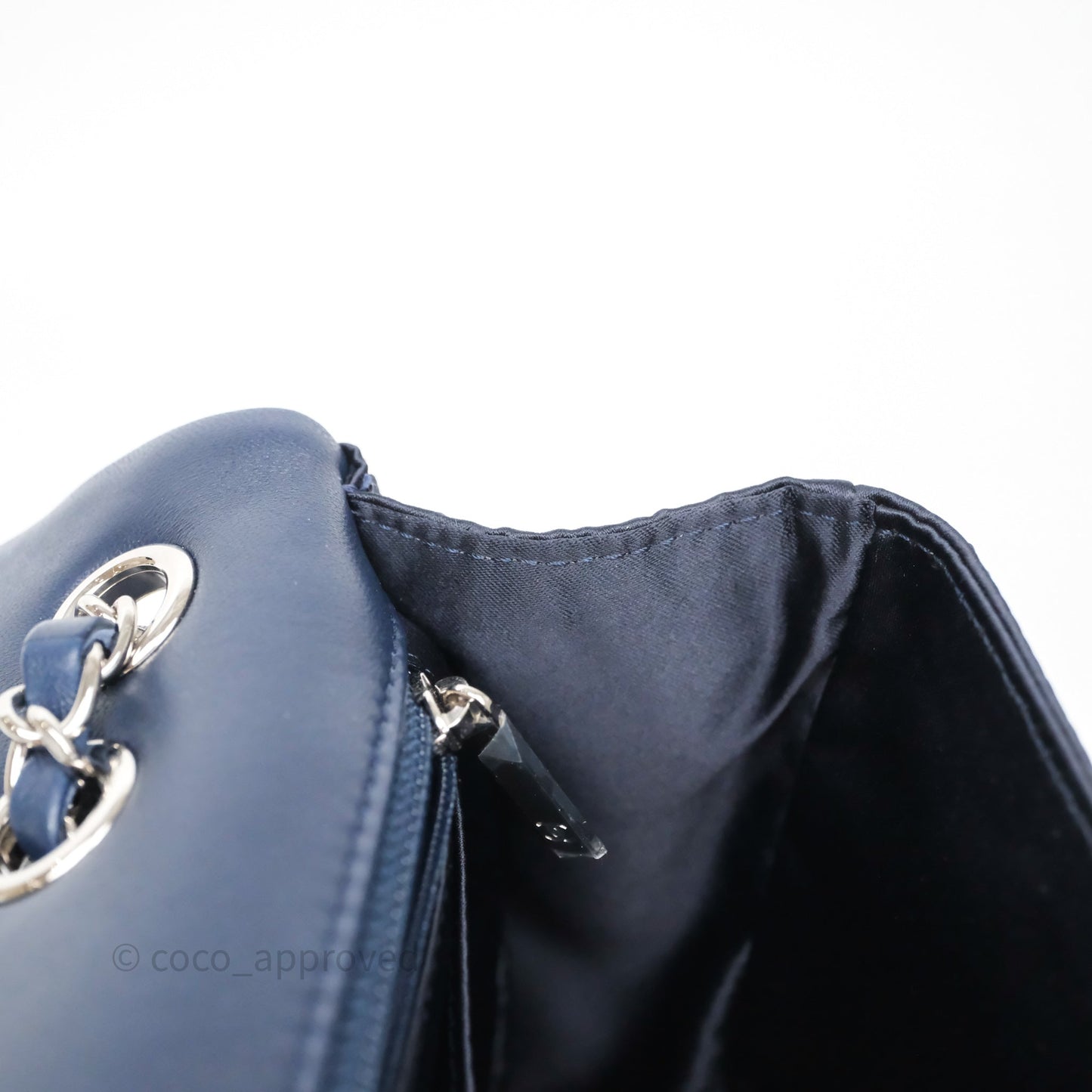 Chanel Medium CC Sequins Flap Bag White/ Navy Silver Hardware 19P