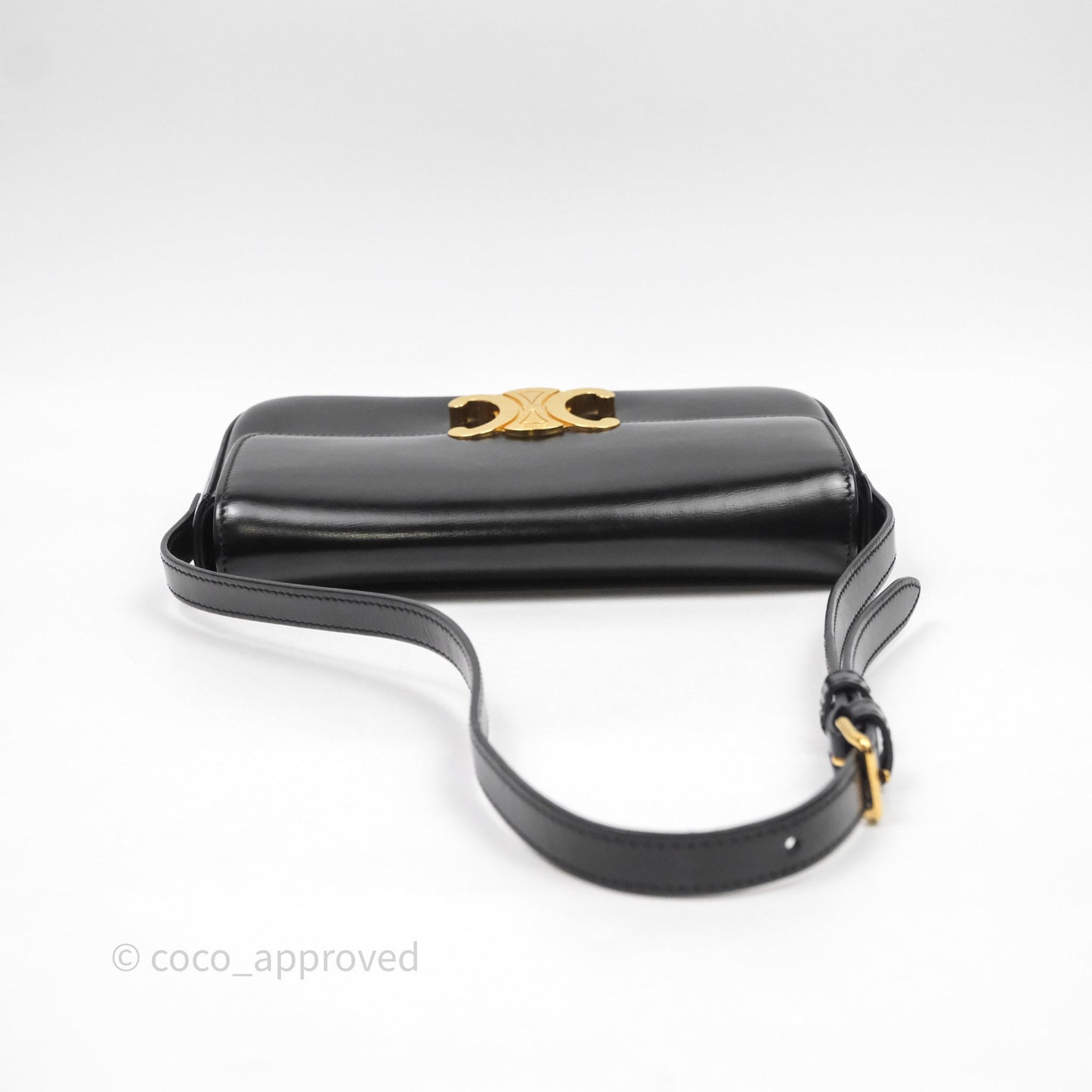 Celine Triomphe Shoulder Bag Black Calfskin