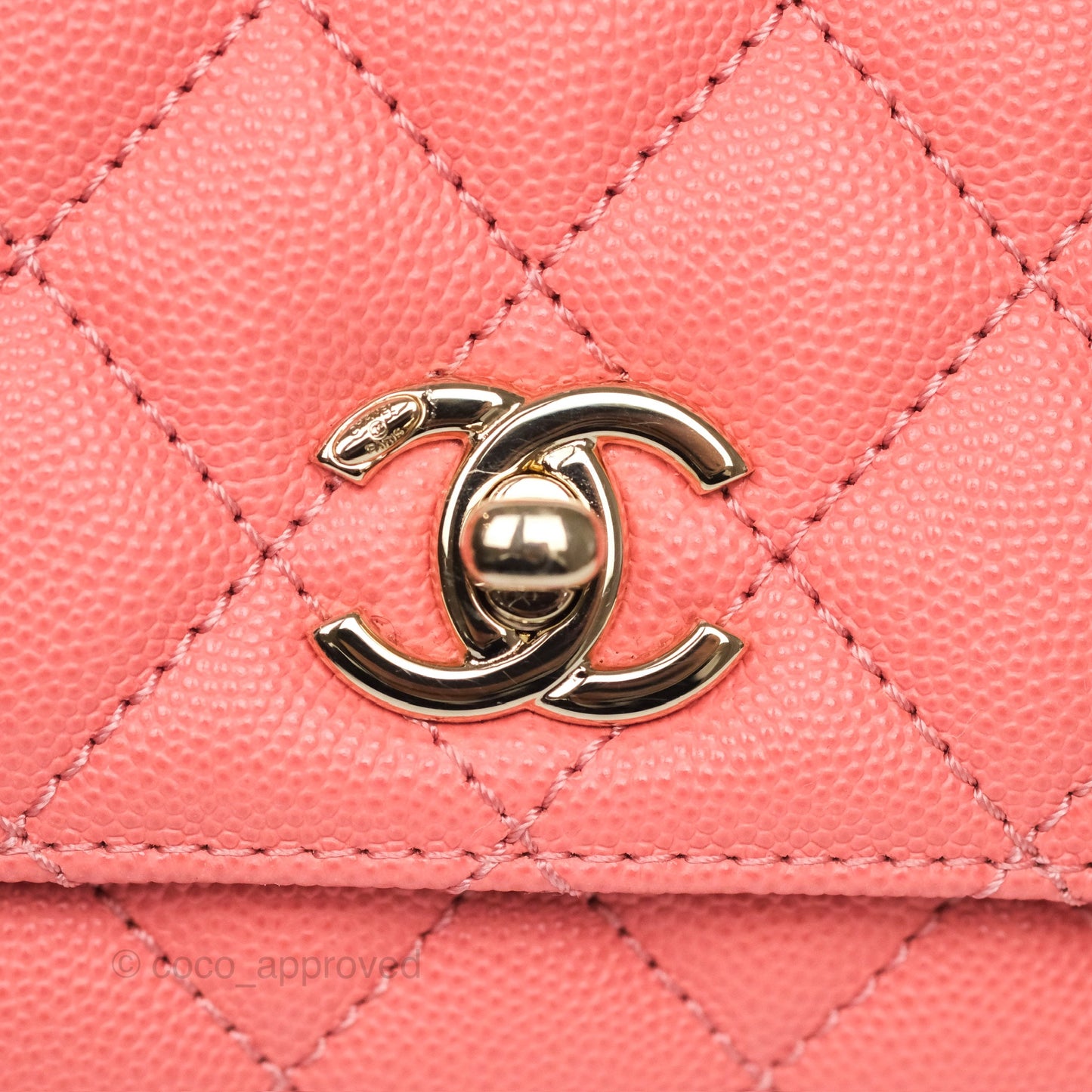 Chanel Mini Coco Handle Quilted Pink Caviar Gold Hardware