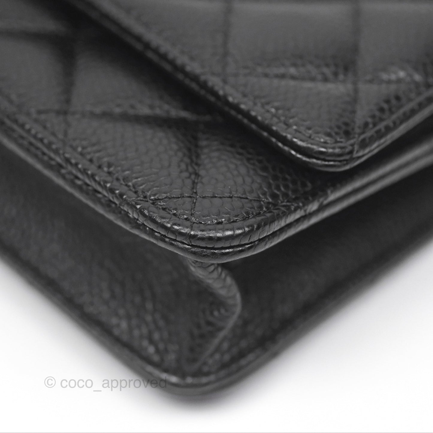 Chanel Classic Wallet On Chain WOC Quilted Black Caviar Silver Hardware
