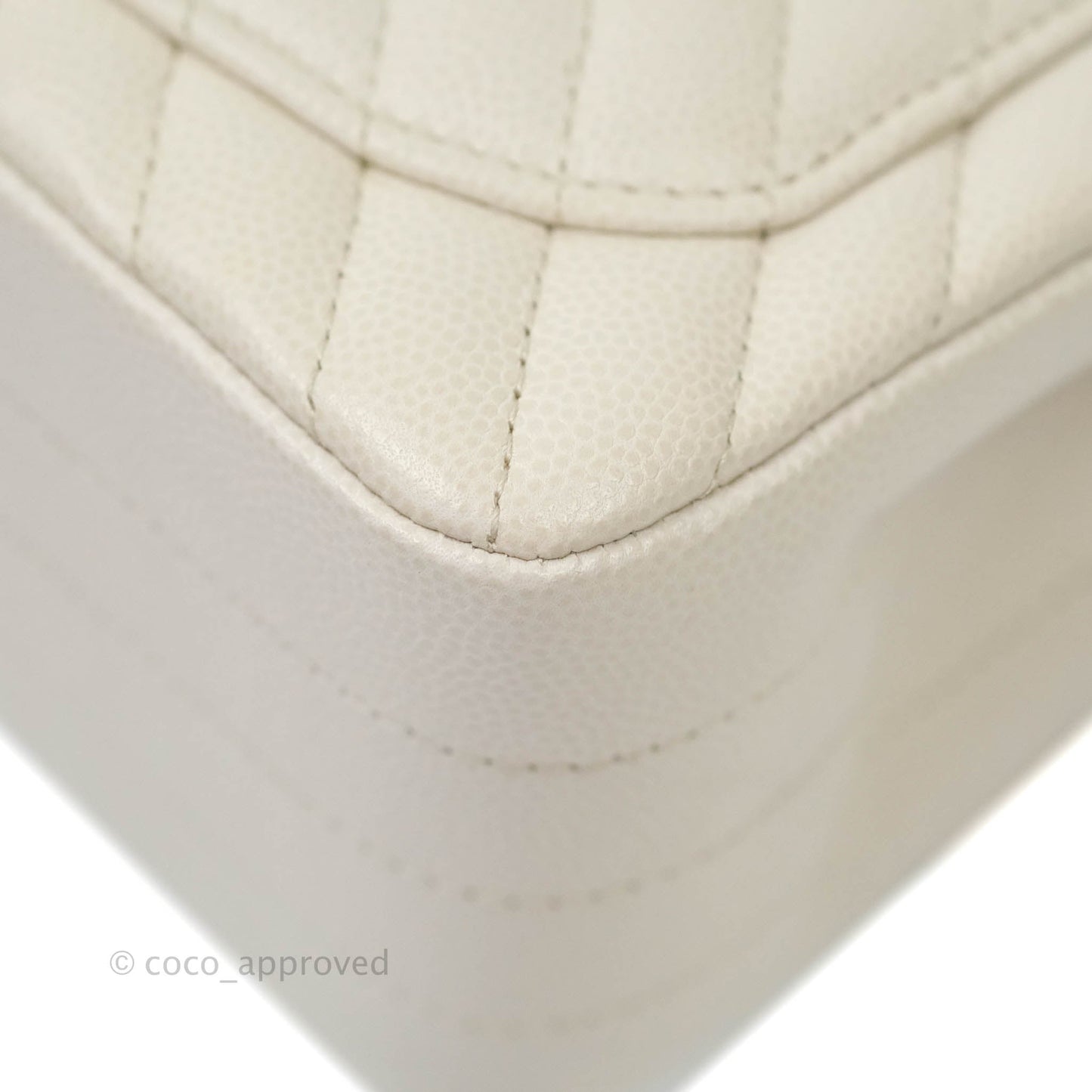 Chanel Mini Square Chevron Ivory Stone Caviar Gold Hardware 18B