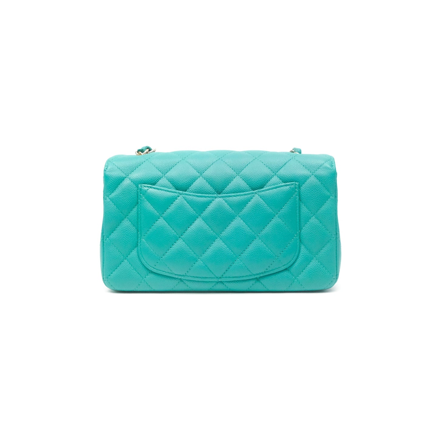 Chanel Mini Rectangular Flap Quilted Turquoise Caviar Gold Hardware