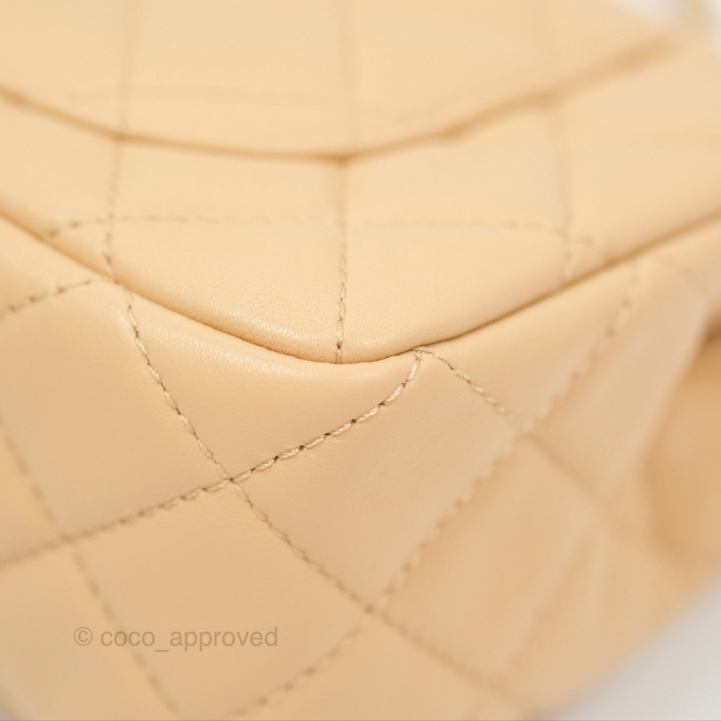 Chanel Pearl Crush Mini Rectangular Beige Lambskin Aged Gold Hardware