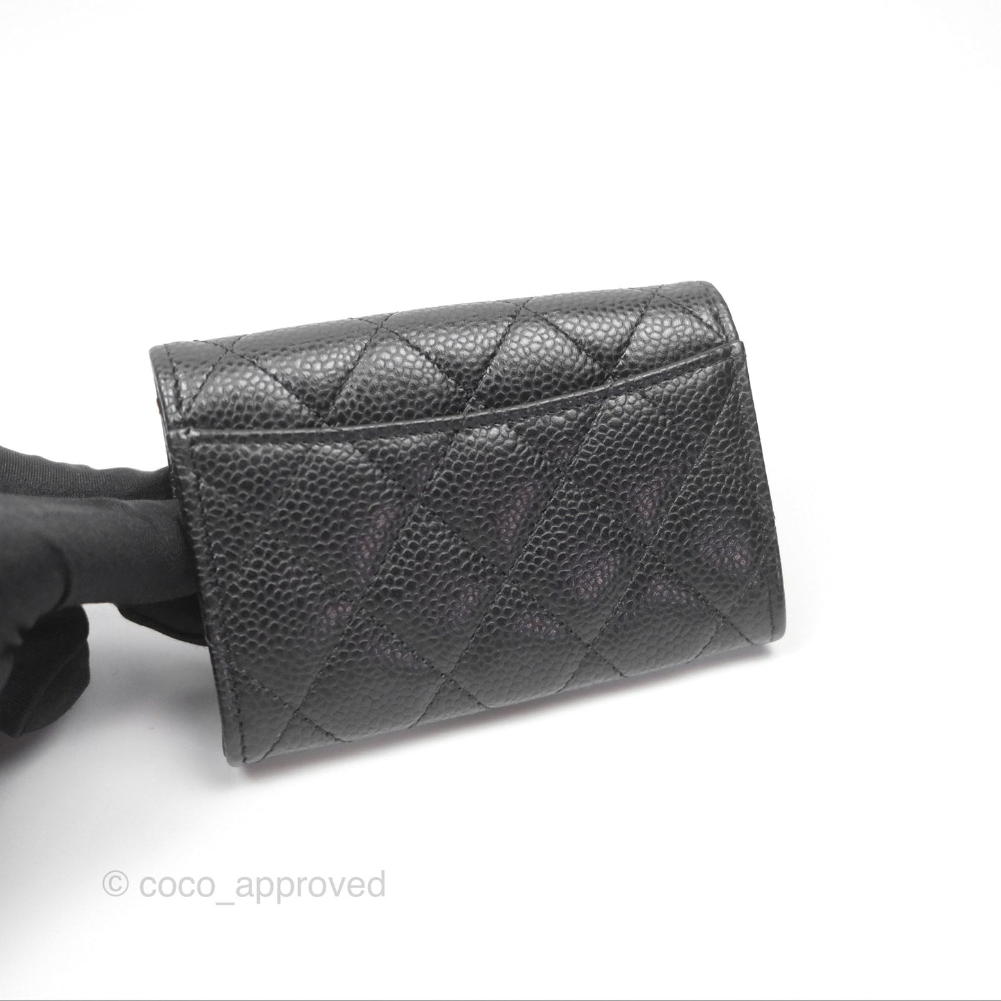 Chanel Quilted Flap Card Holder Caviar Black Gold Hardware