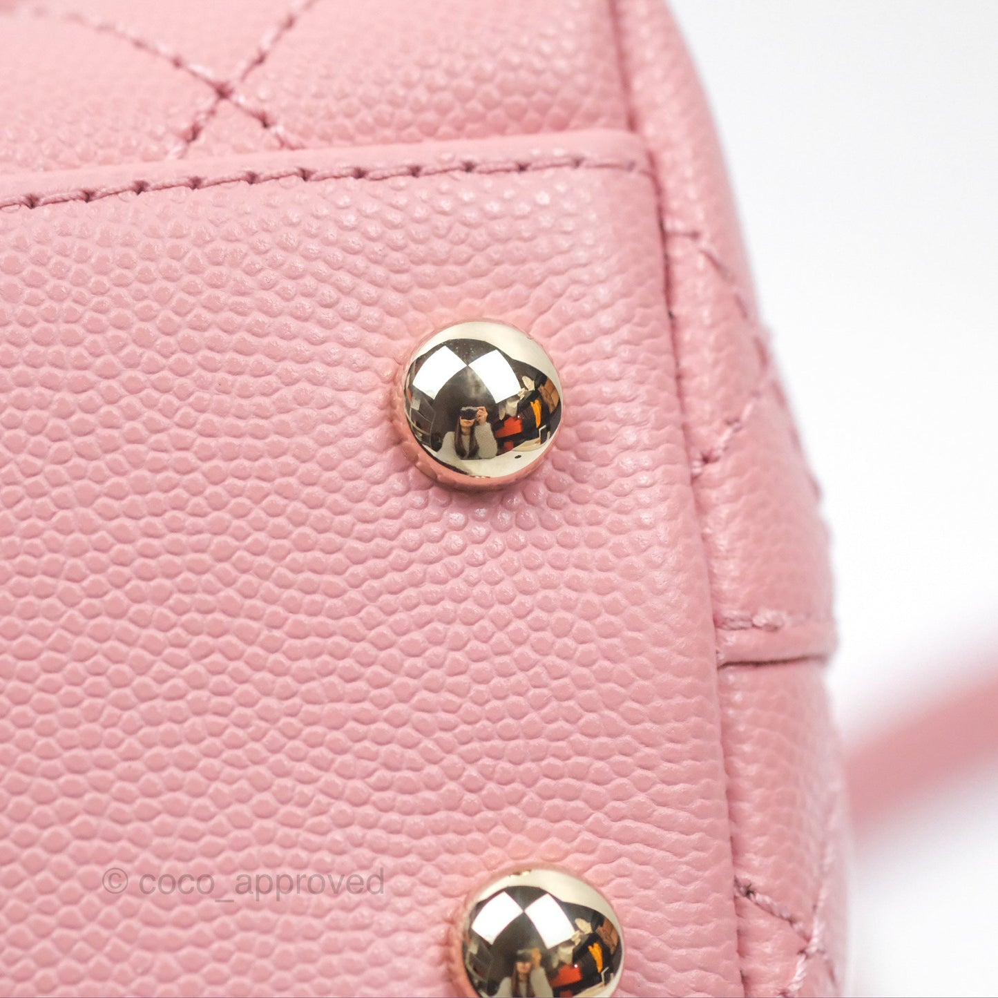 Chanel Mini Coco Handle Quilted Pink Caviar Gold Hardware
