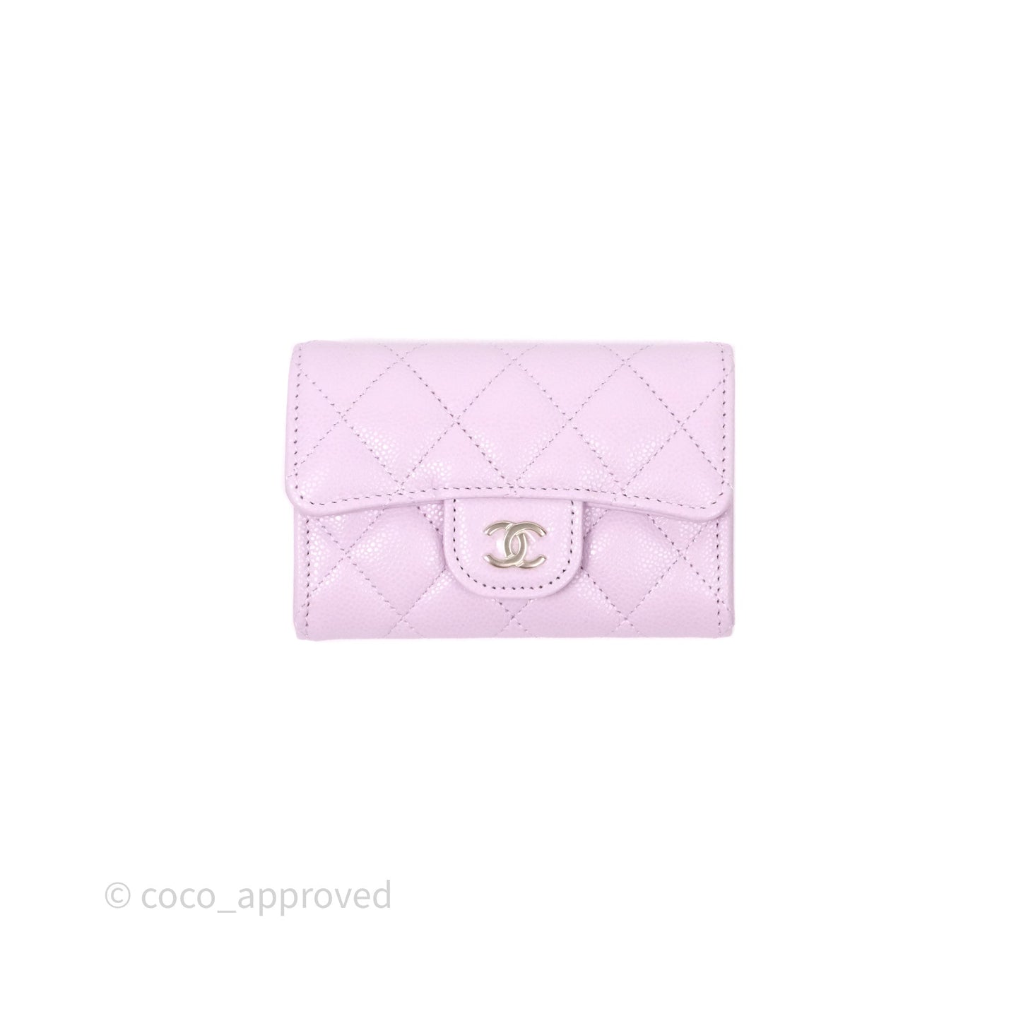 Chanel Quilted Flap Card Holder Purple Caviar Gold Hardware