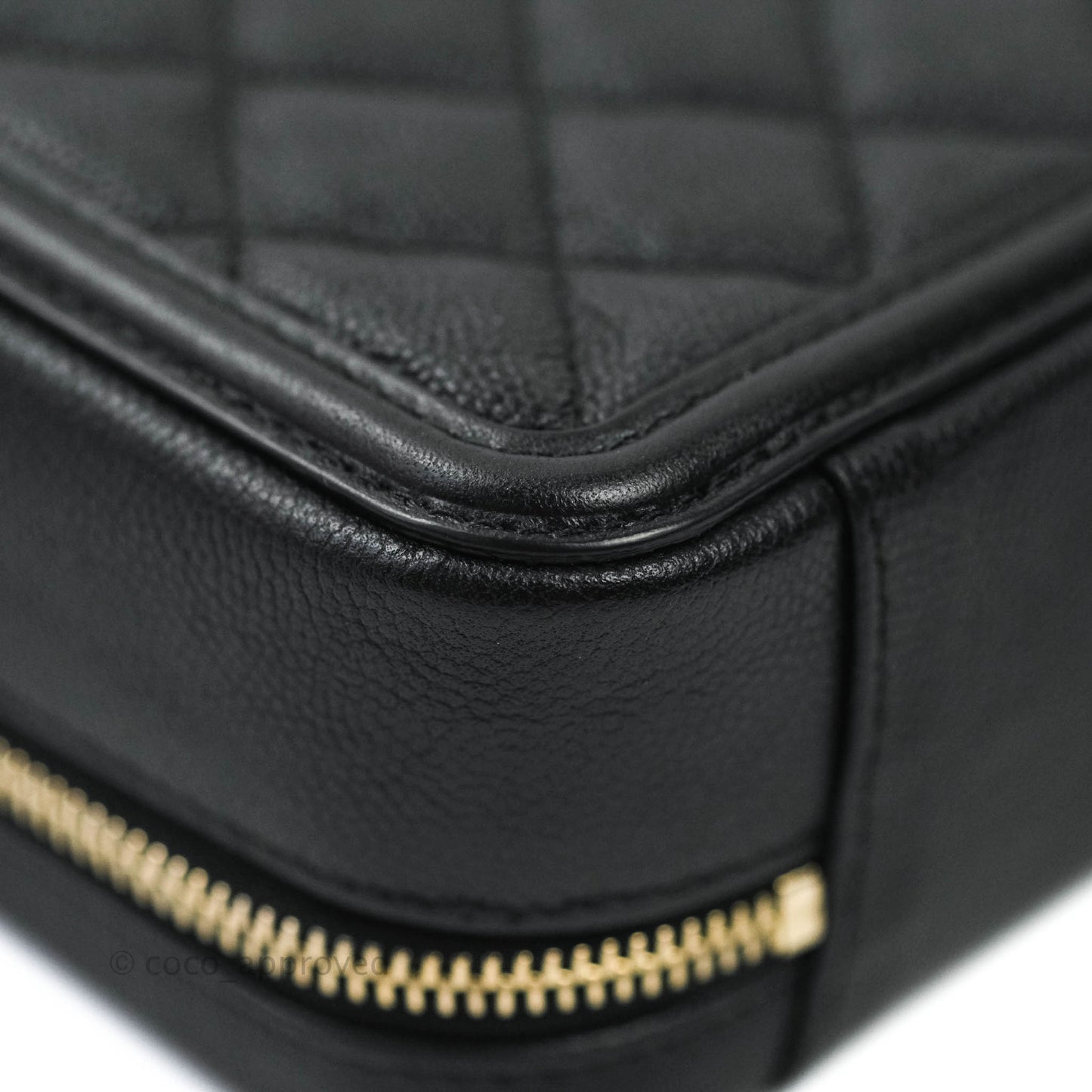 Chanel CC Filigree Vanity Clutch With Chain Caviar Black