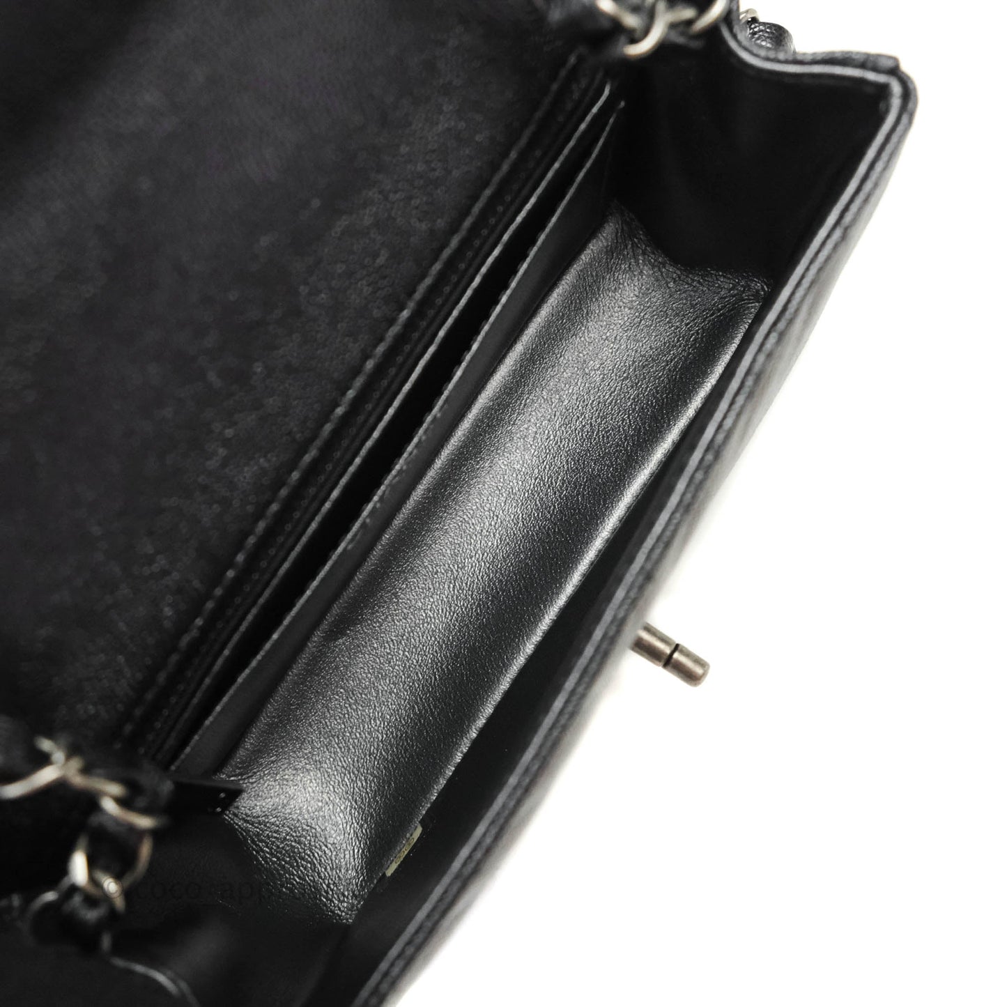 Chanel Chevron Mini Rectangular Flap Iridescent Black Caviar Ruthenium Hardware