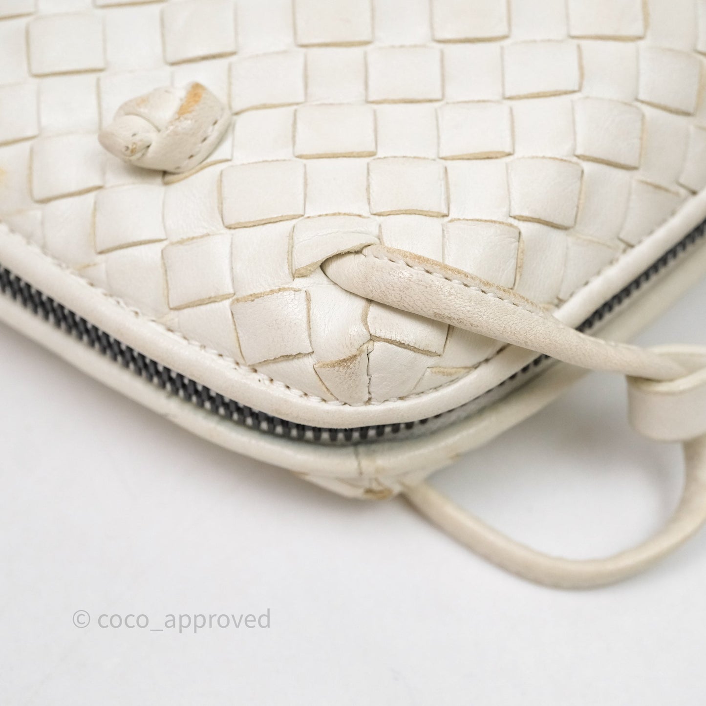 Bottega Veneta Nodini Crossbody Bag White Nappa Intrecciato