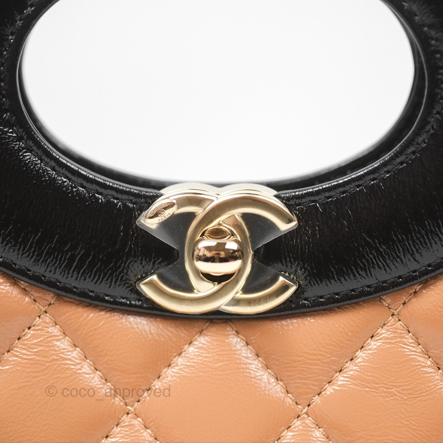 Chanel Mini 31 Beige/ Black Shiny Calfskin Gold Hardware