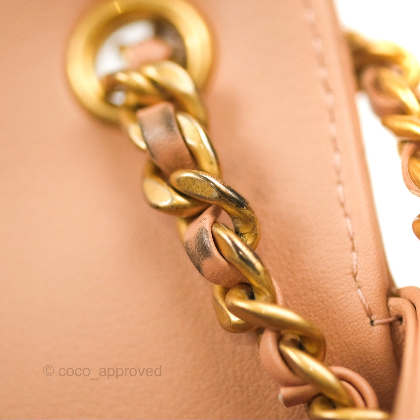 Chanel Messenger Bag Beige Pink Calfskin Aged Gold Hardware