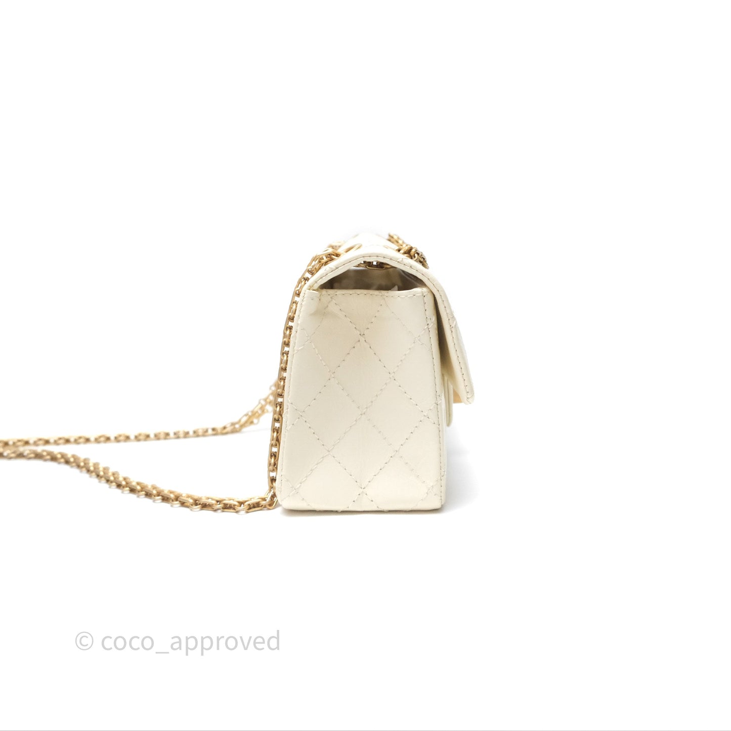 Chanel Mini Reissue 224 White Ivory Aged Calfskin Aged Gold Hardware