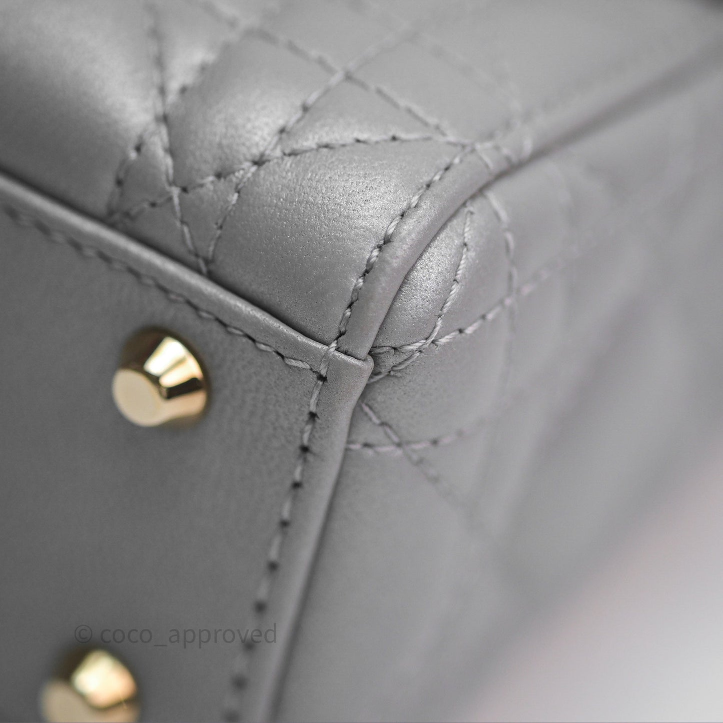 Christian Dior Mini Lady Dior Iridescent Grey Lambskin Cannage Gold Hardware