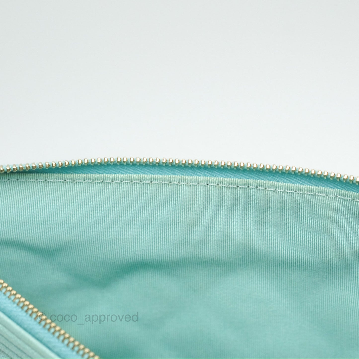 Chanel Medium O Case Boy Tiffany Blue Caviar Gold Hardware