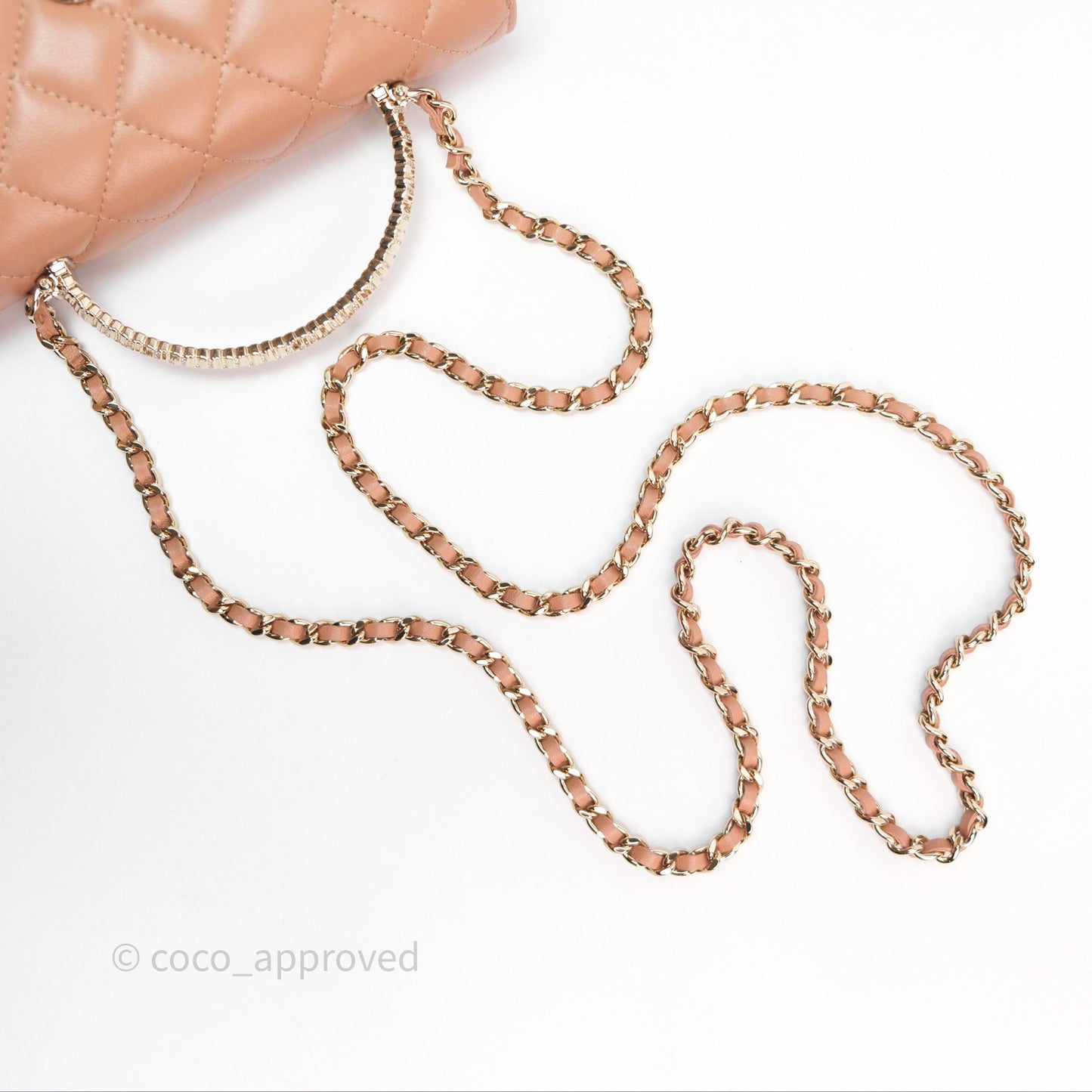 Chanel Mini Crystal Top Handle Wallet On Chain WOC Dark Beige Lambskin Gold Hardware