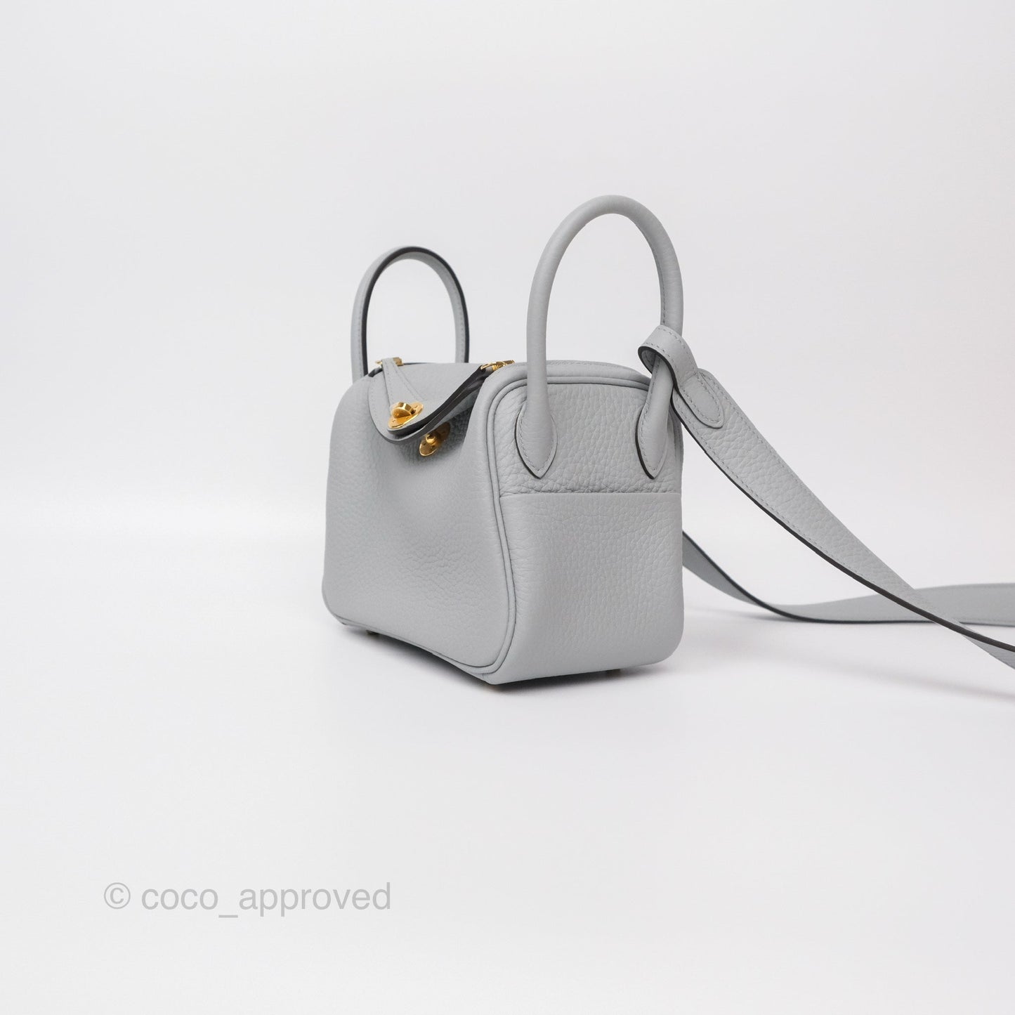Hermès Mini Lindy 20 Blue Glacier 8U Clemence Gold Hardware