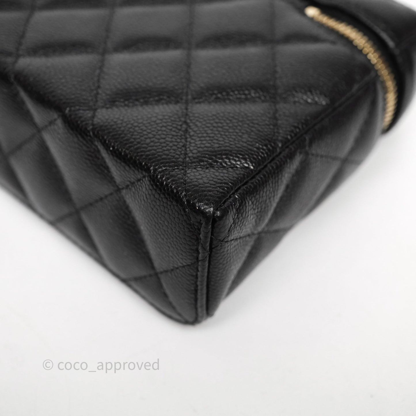 Chanel Top Handle Long Vanity with Chain Black Caviar Gold Hardware