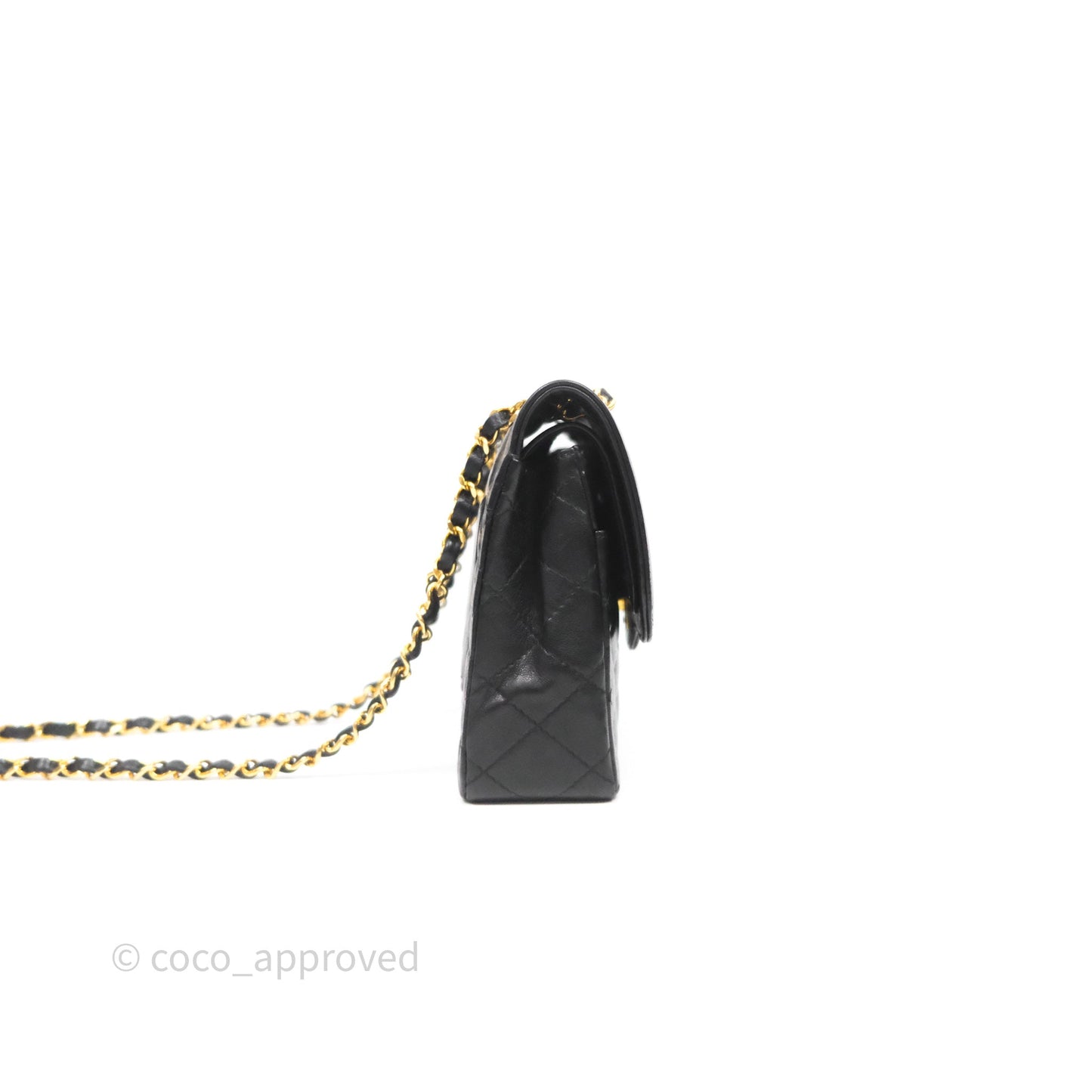 Chanel Quilted Vintage Flap Bag Lambskin Black 24K Gold Hardware