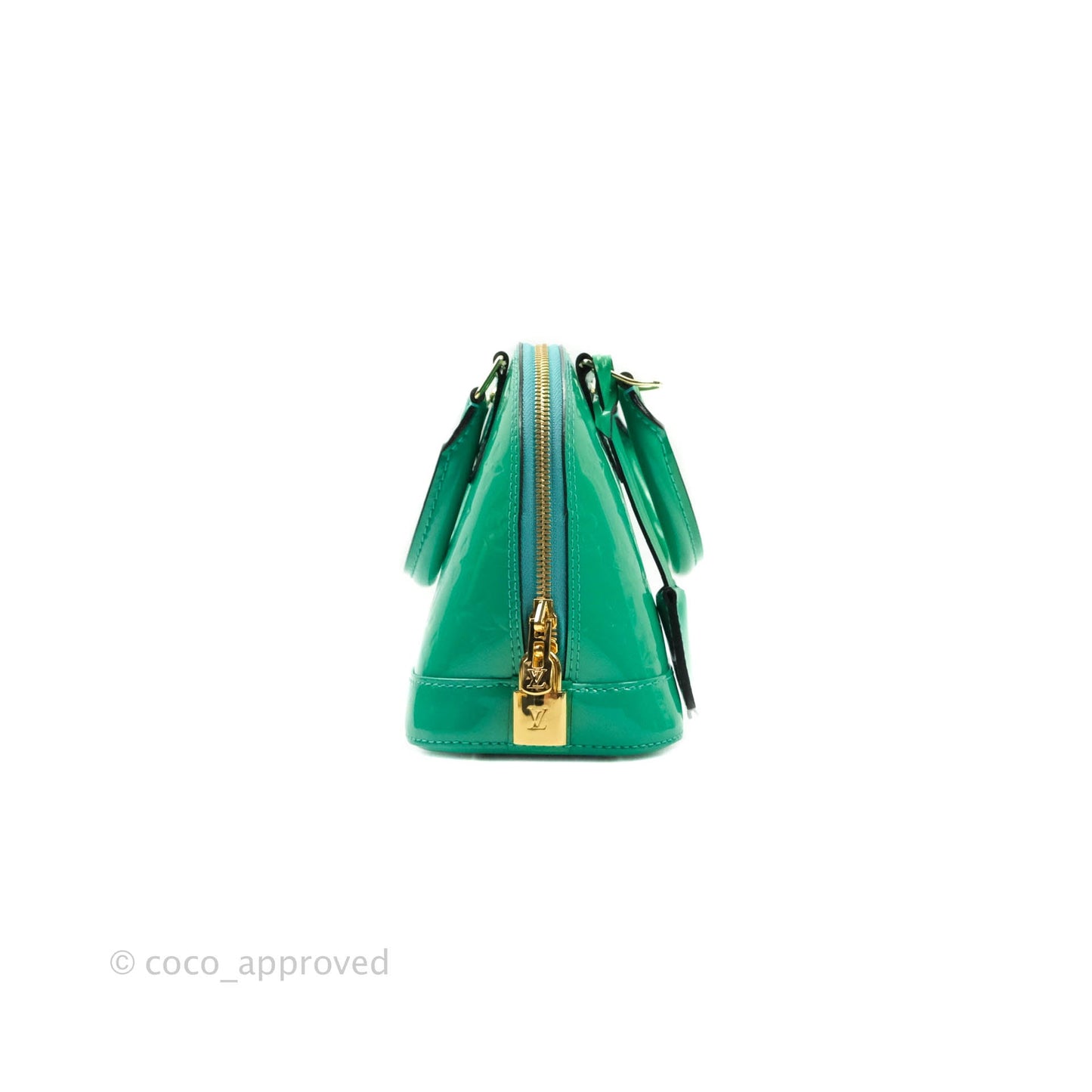 Louis Vuitton Alma BB Monogram Green Patent Gold Hardware