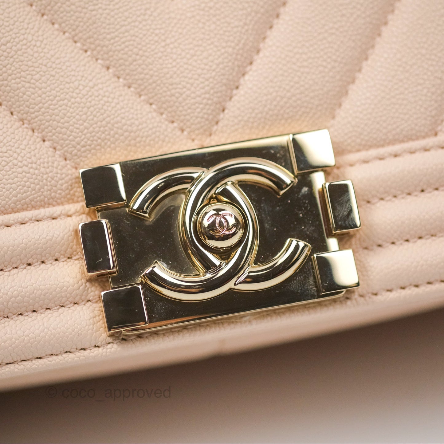 Chanel Chevron Medium Boy Light Pink Caviar Gold Hardware