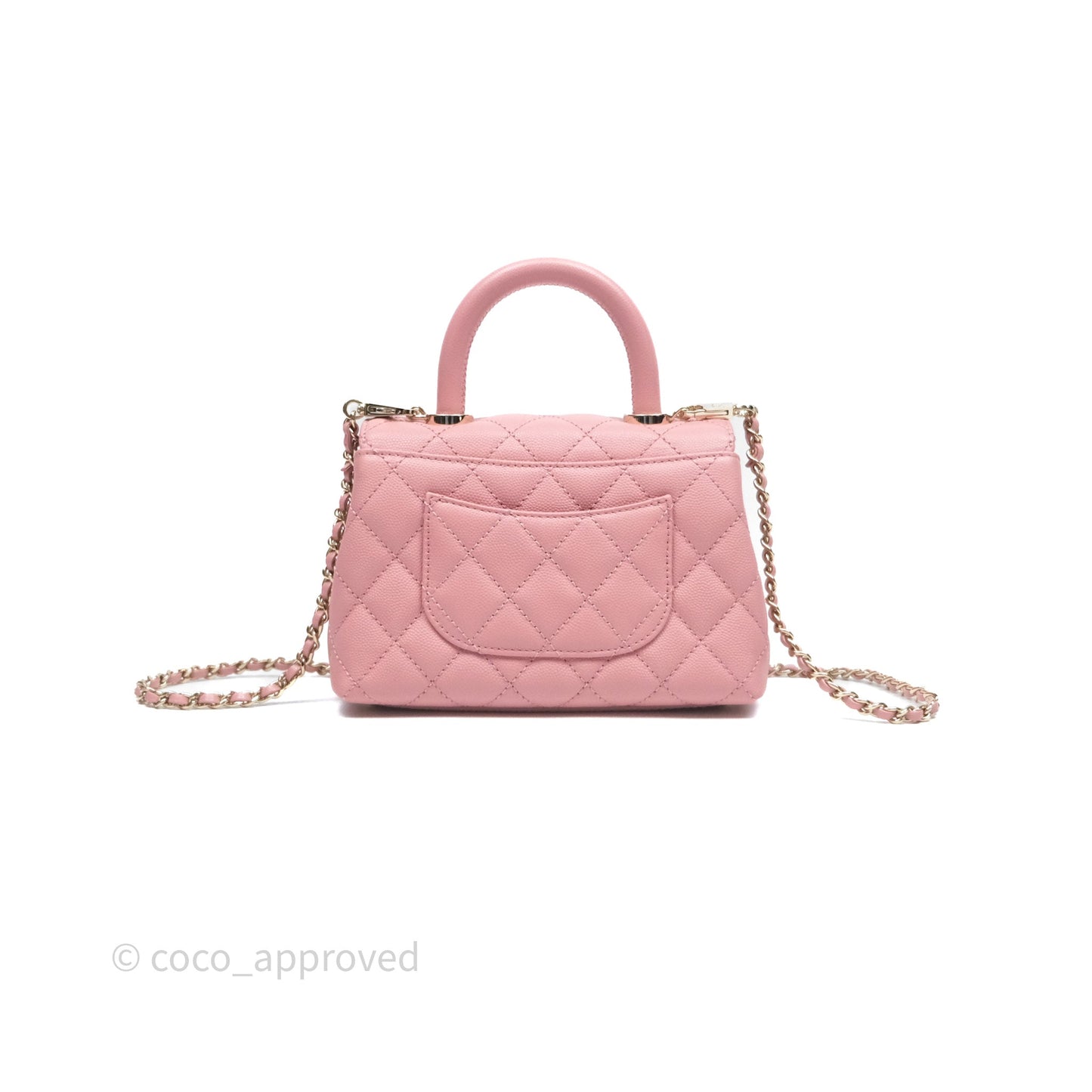 Chanel Mini Coco Handle Quilted Pink Caviar Gold Hardware