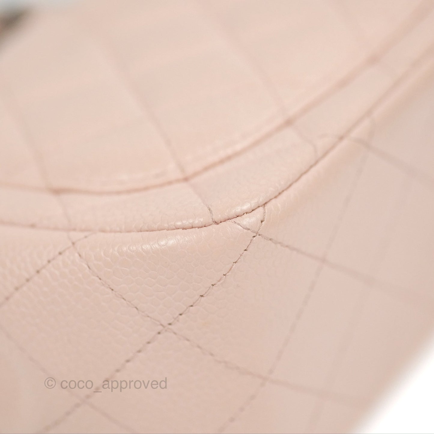 Chanel Quilted Mini Square Flap Pale Pink Caviar Ruthenium Hardware