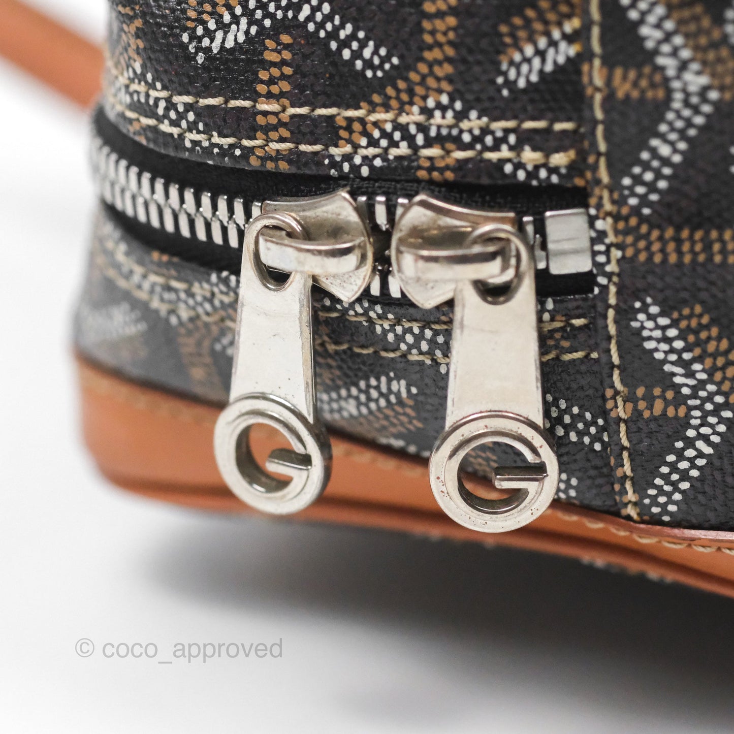 Goyard Saint Martin Bag Goyardine Canvas Black/ Tan