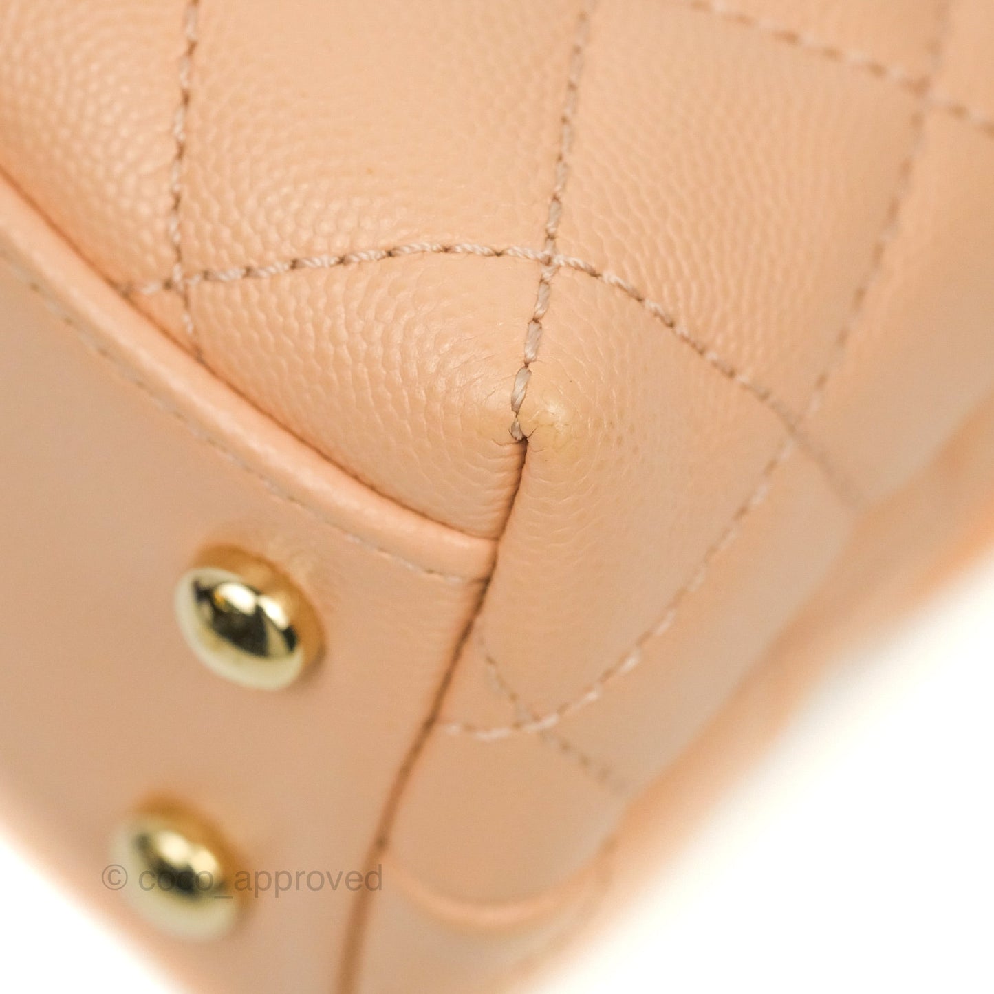 Chanel Mini Coco Handle Quilted Beige Pink Caviar Gold Hardware