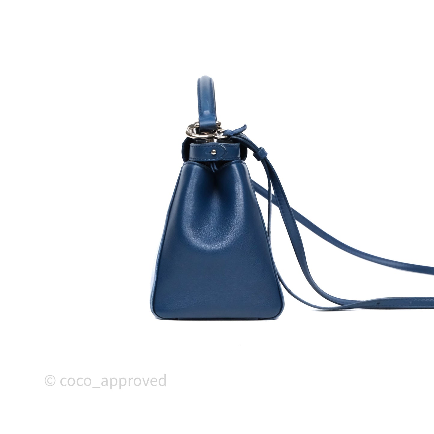 Fendi Nappa Mini Peekaboo Bag Blue Silver Hardware