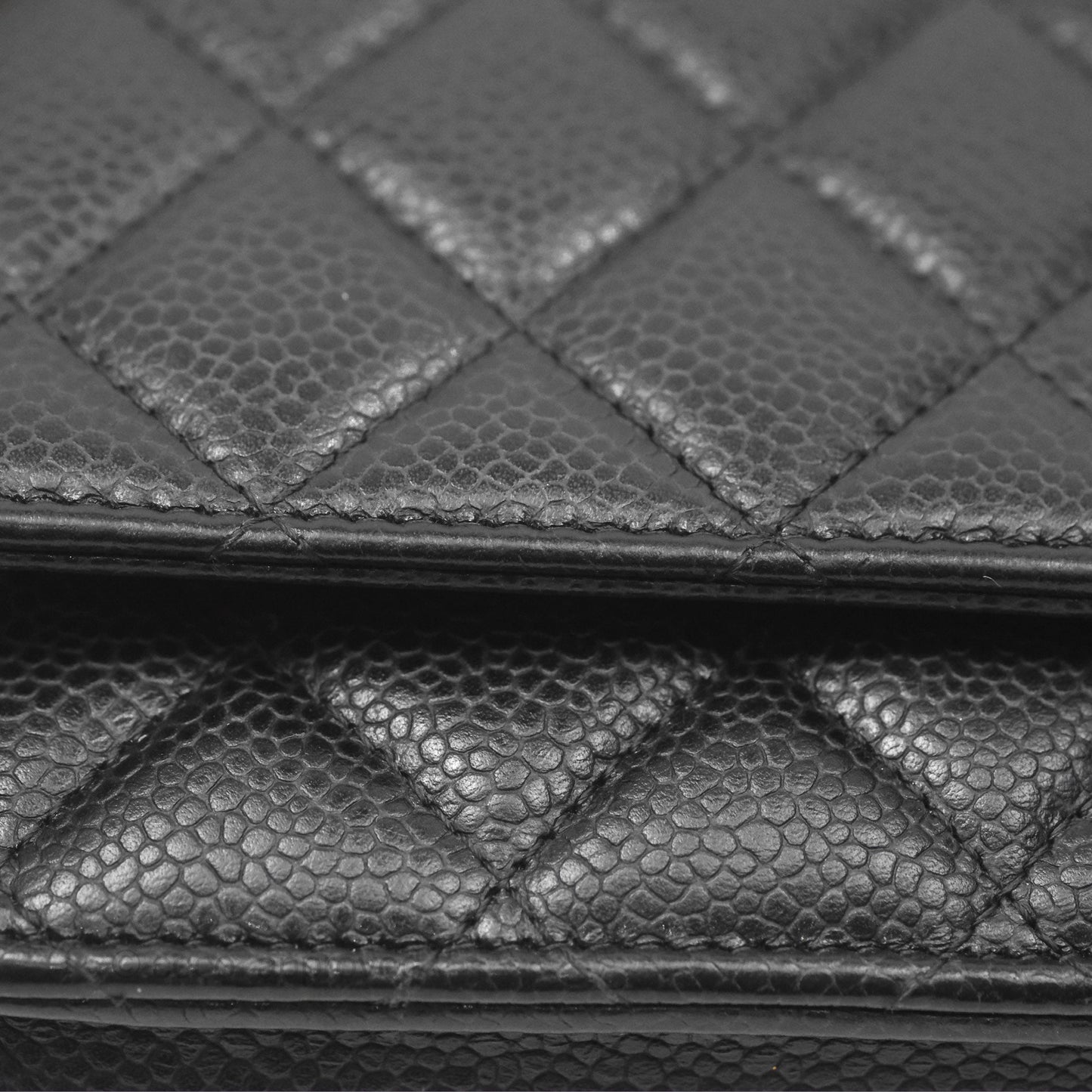 Chanel Classic Quilted Wallet On Chain WOC Black Caviar Gold Hardware