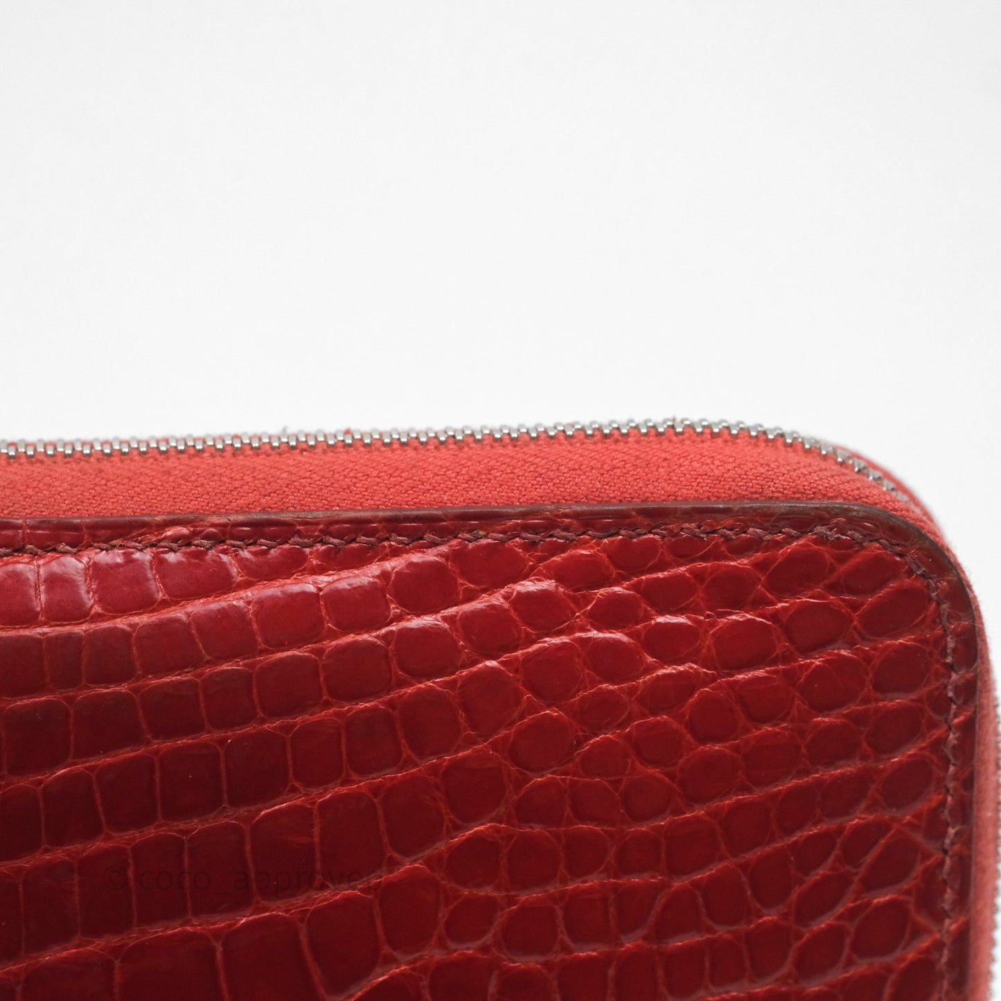 Hermès Azap Wallet Red Alligator Palladium Hardware