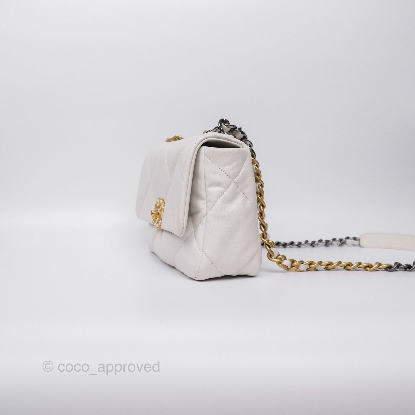 Chanel 19 Small White Mixed Hardware