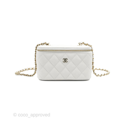 Chanel Classic Vanity with Chain White Caviar Gold Hardware