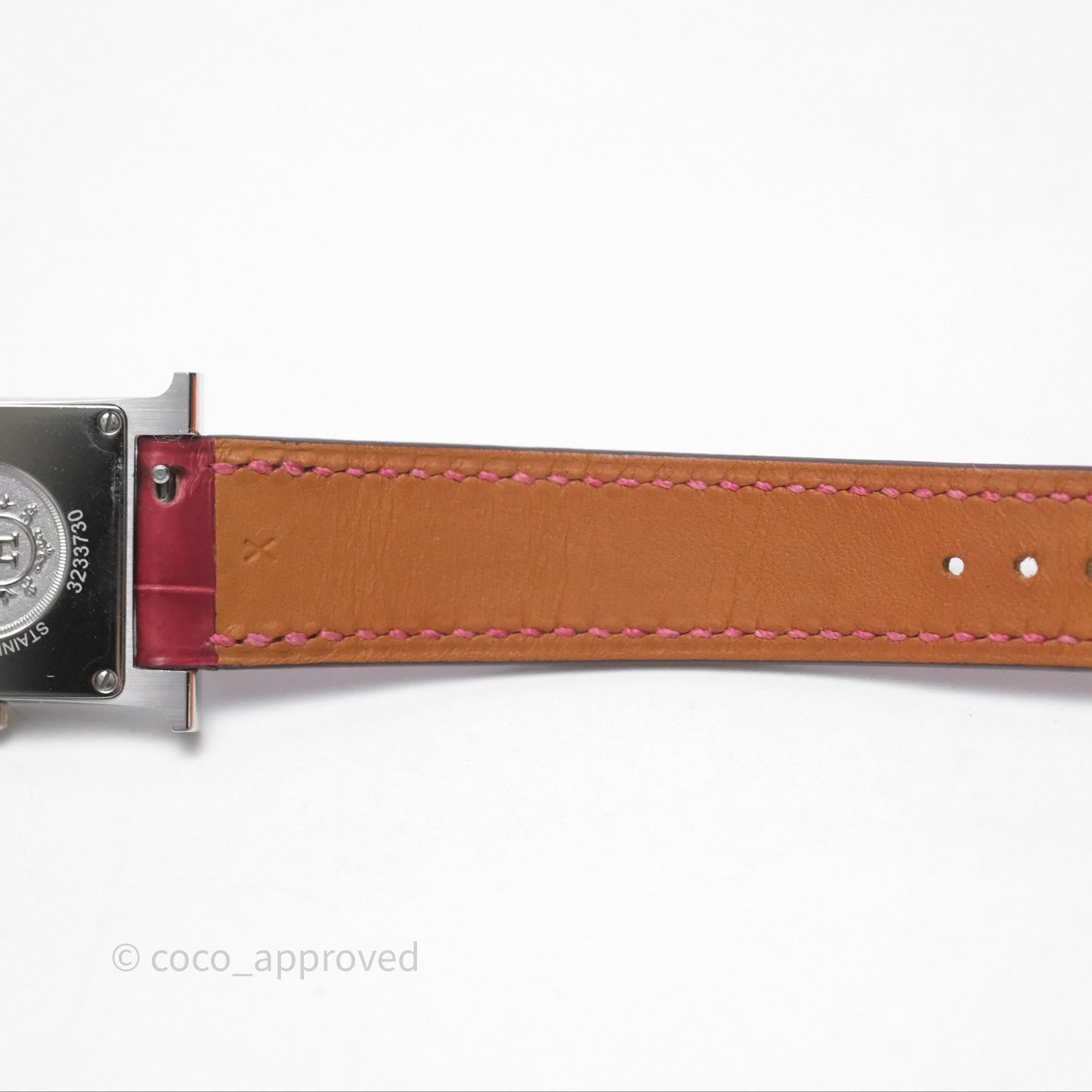 Hermès Heure H Watch Diamond Red Alligator Palladium Hardware